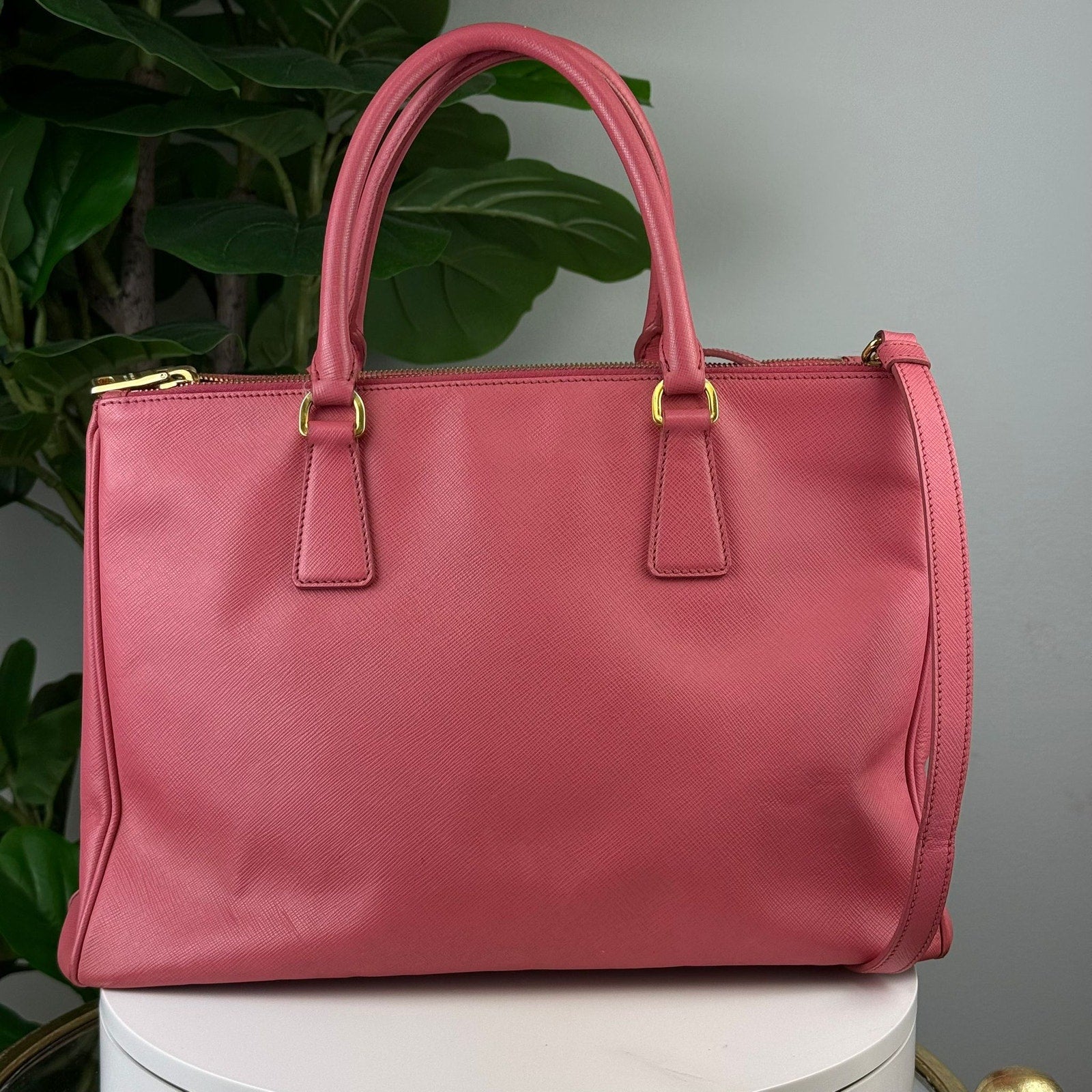 Authentic Prada Pink Saffiano Lux Leather Small Tote Bag