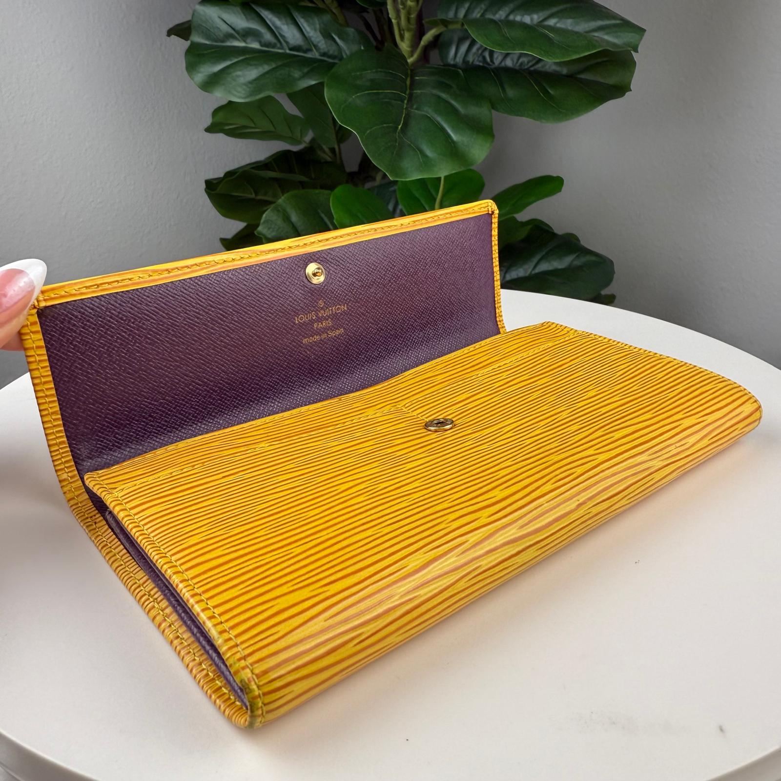 💎✨ Authentic Louis Vuitton Yellow Epi Leather Sarah Long Wallet