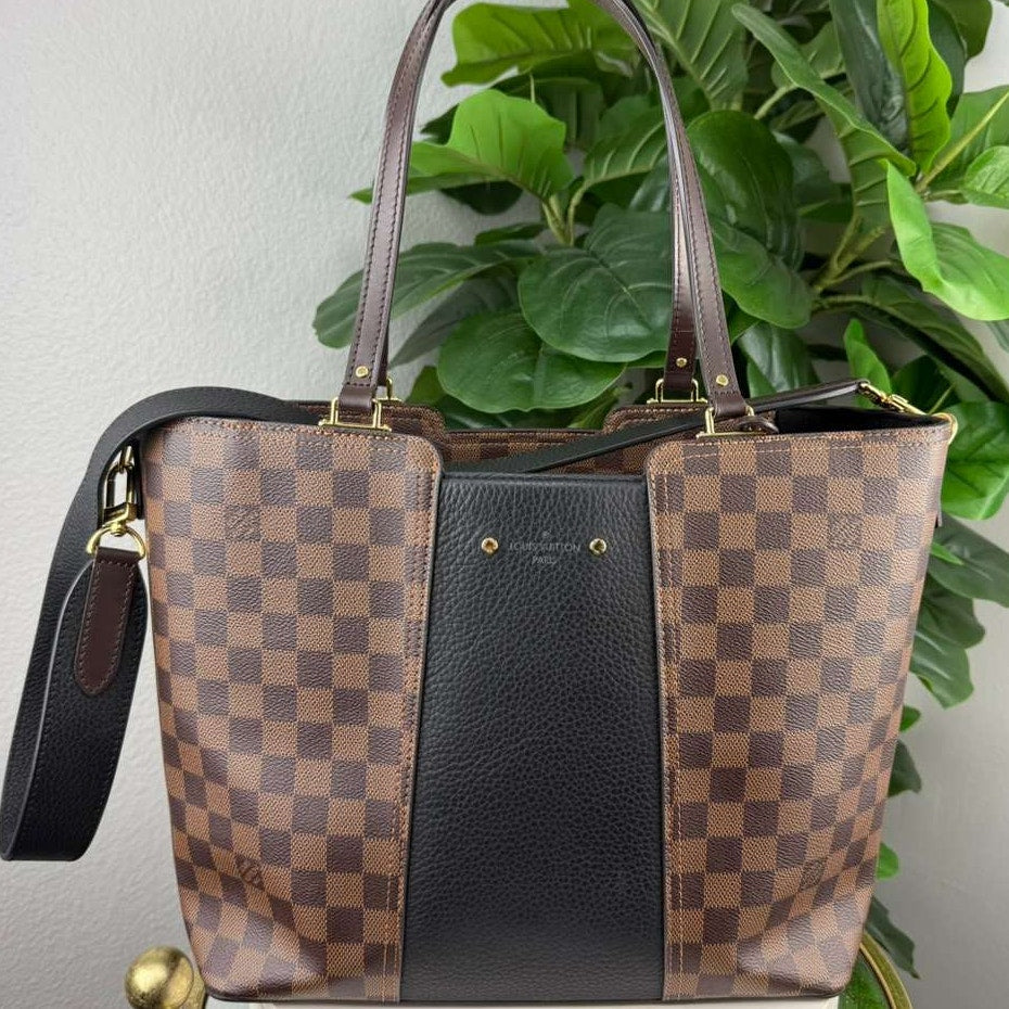Authentic Louis Vuitton Damier Ebene Jersey Black/Brown Shoulder Bag