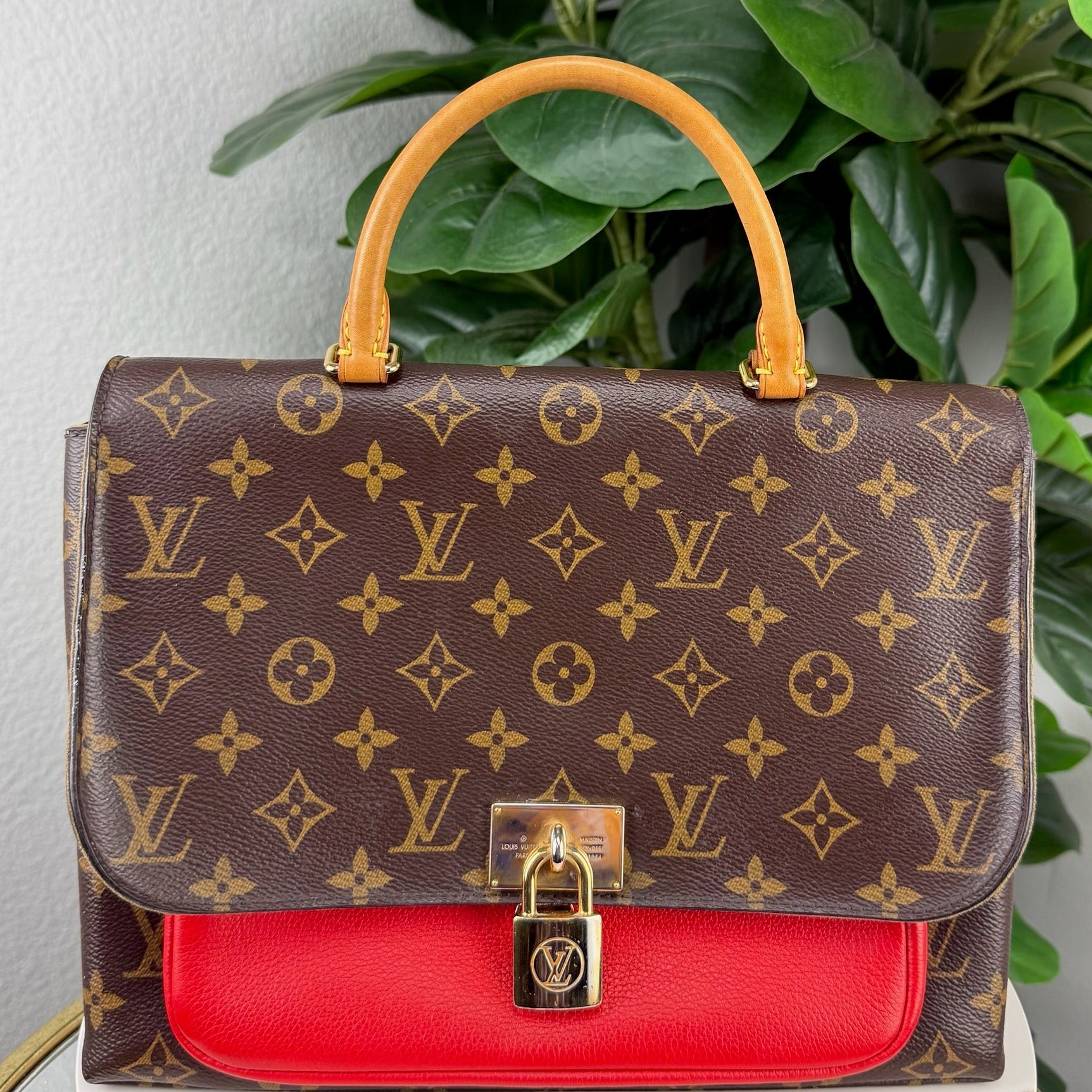 Authentic Louis Vuitton Monogram Canvas Handbag Red