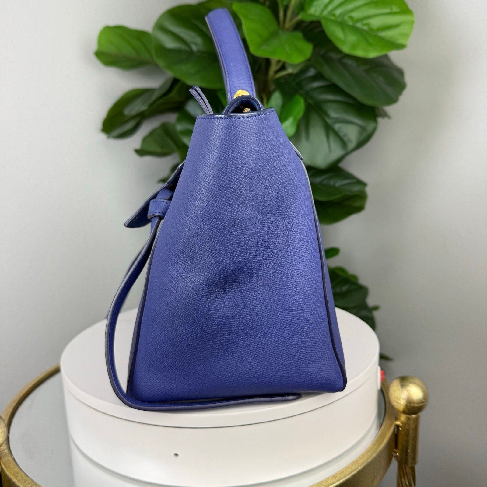 💎Authentic Celine Drummed Calfskin Small Belt Bag Indigo