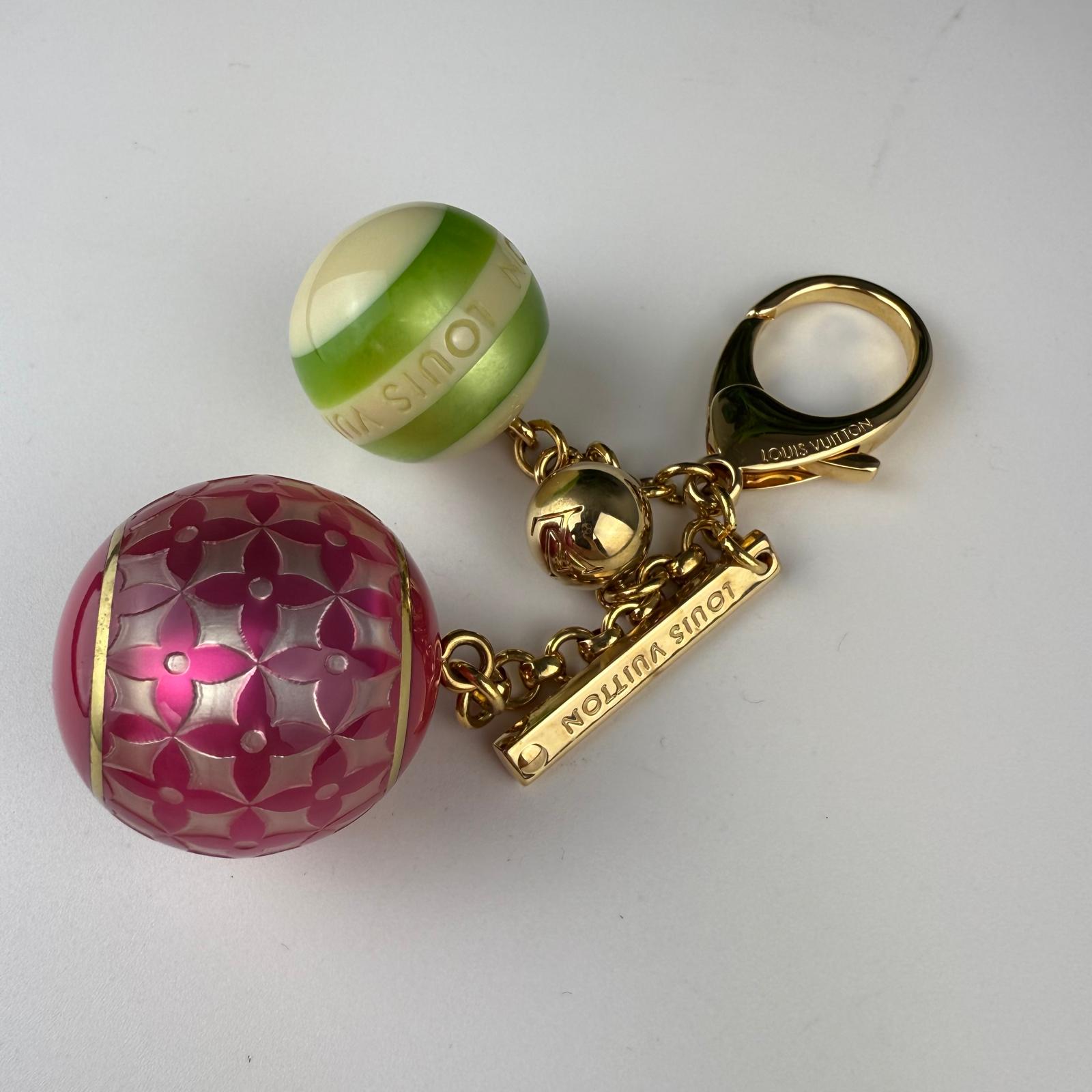 💎✨Authentic Louis Vuitton Mini Lin Croisette Bag Charm Pink Green