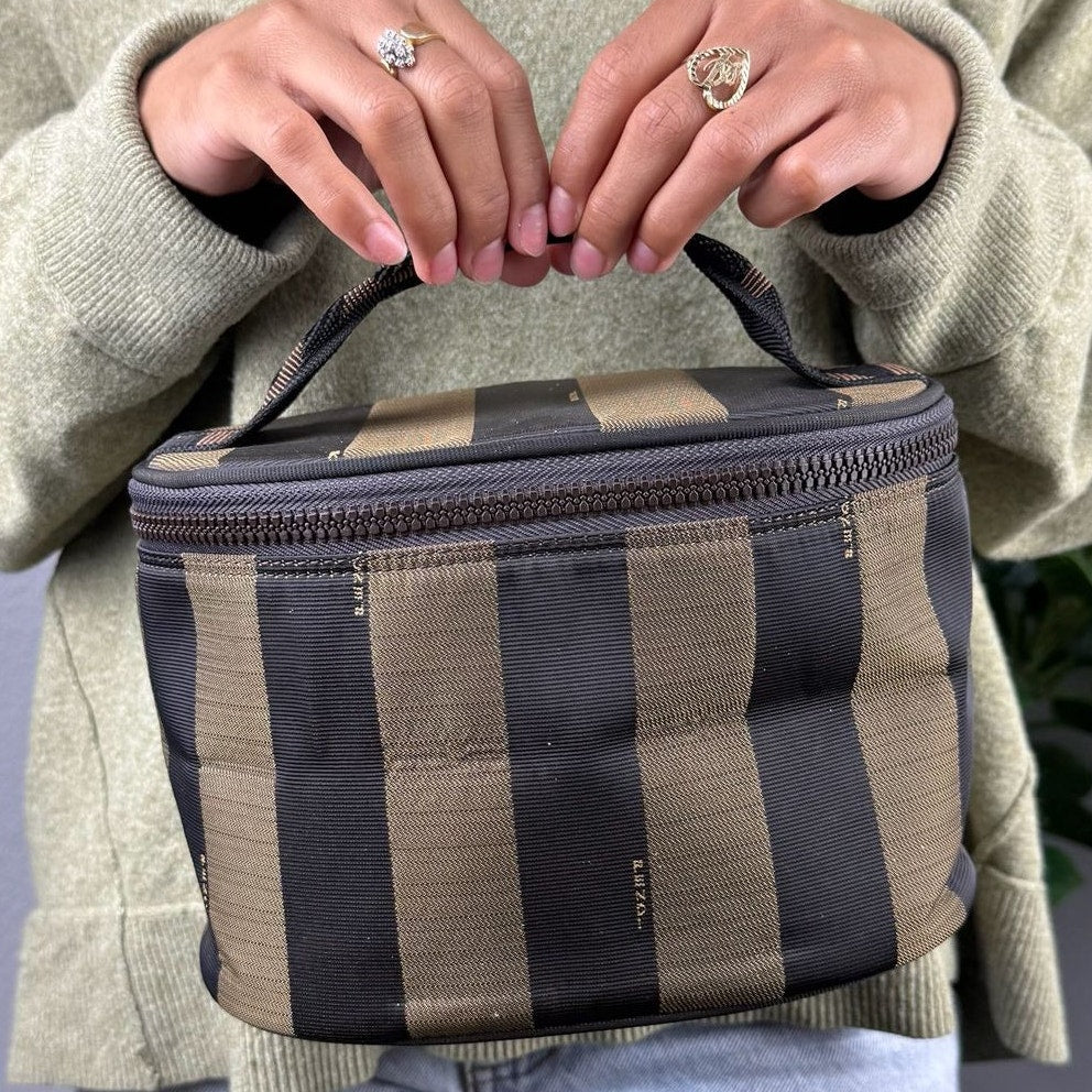 A11 💎✨ Authentic Fendi Pequin Striped Vanity Cosmetic Case