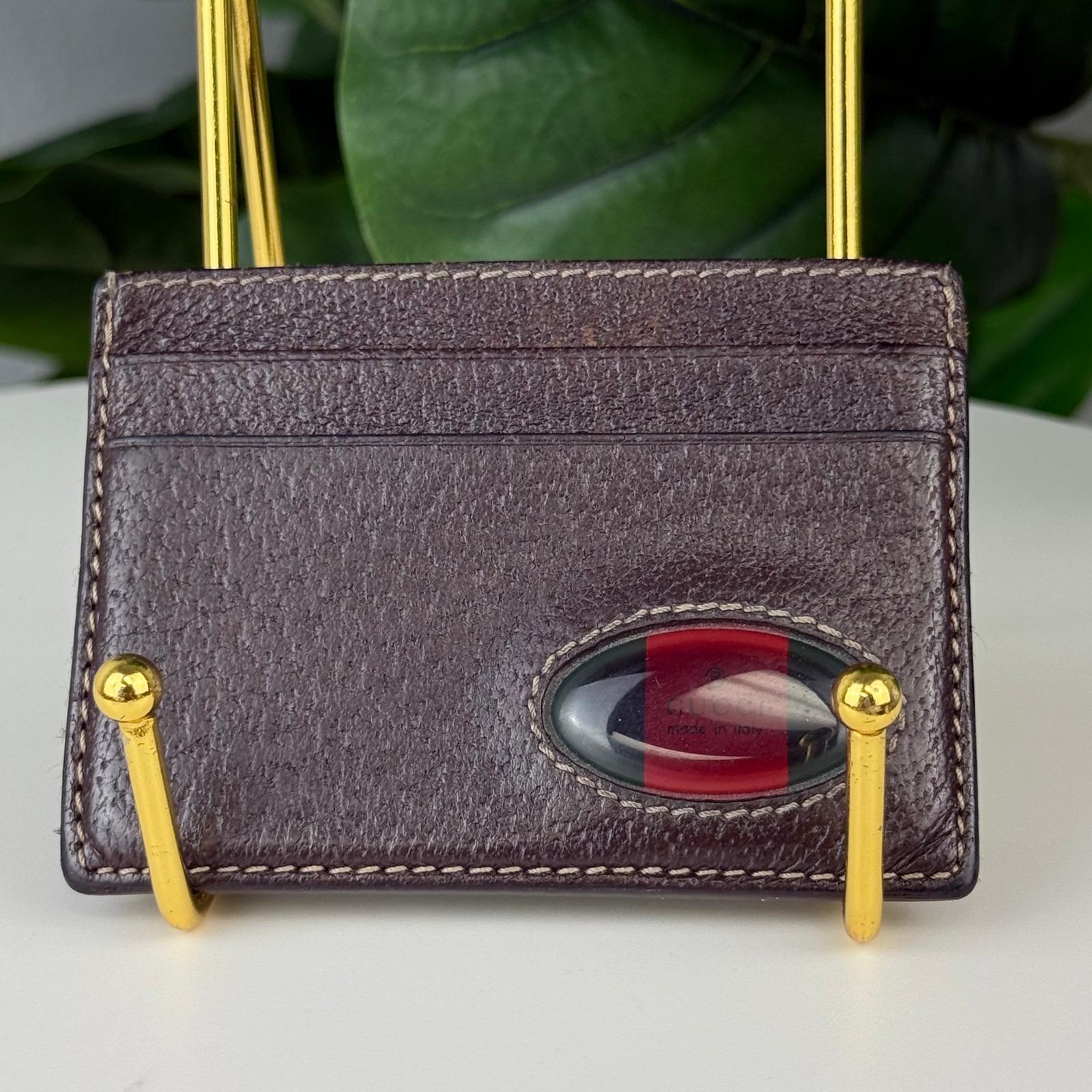 Authentic Gucci Sherry Leather Brown Card Case