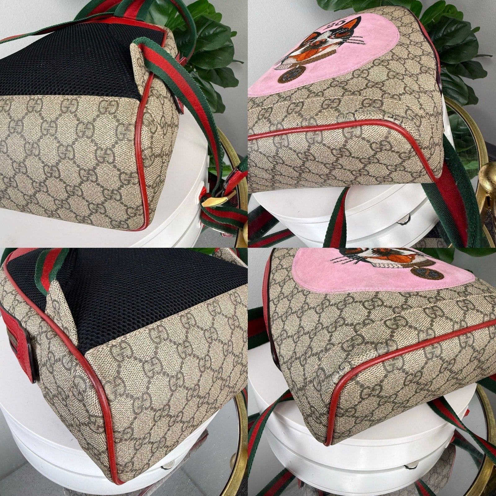 💎Authentic GUCCI Bosco GG Supreme Embroidered Backpack Daypack Canvas Leather