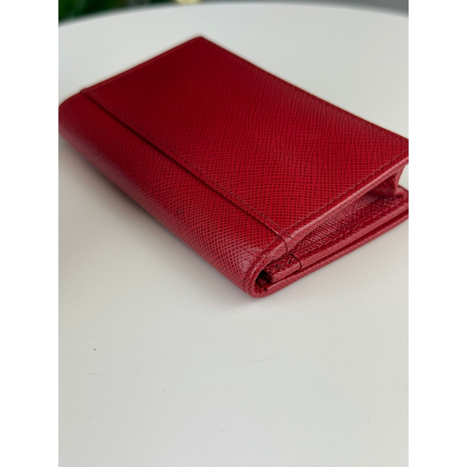 Authentic PRADA Saffiano Leather Card Wallet Red