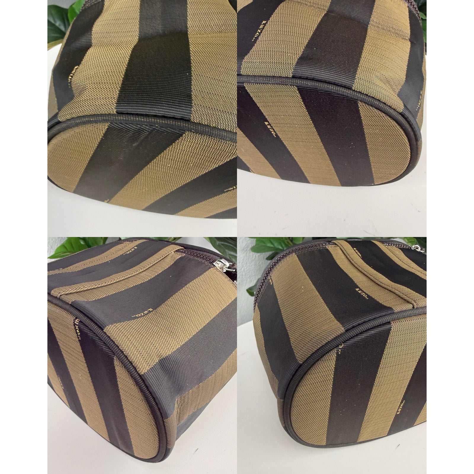 A11 💎✨ Authentic Fendi Pequin Striped Vanity Cosmetic Case