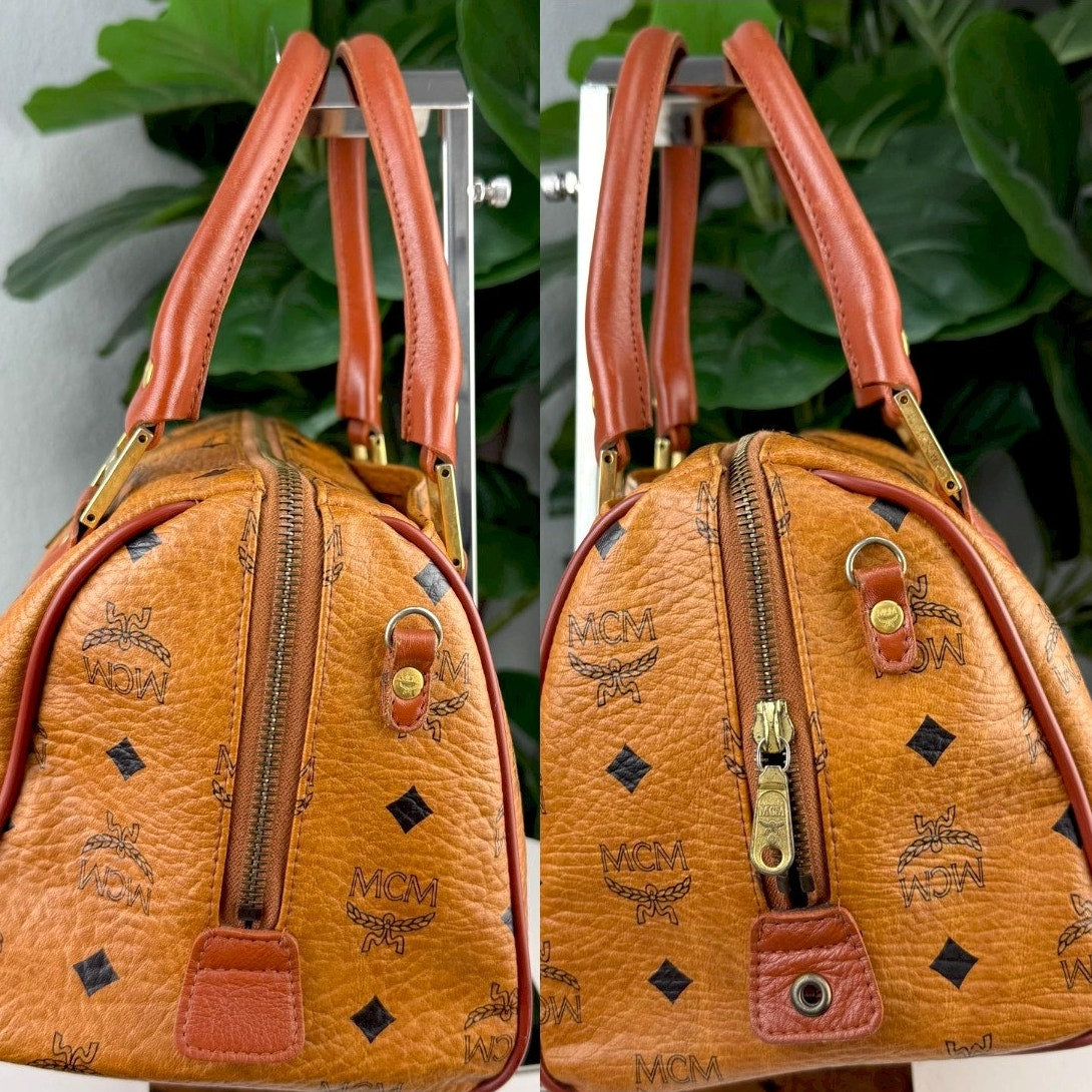 Authentic MCM Visetos Boston Bag