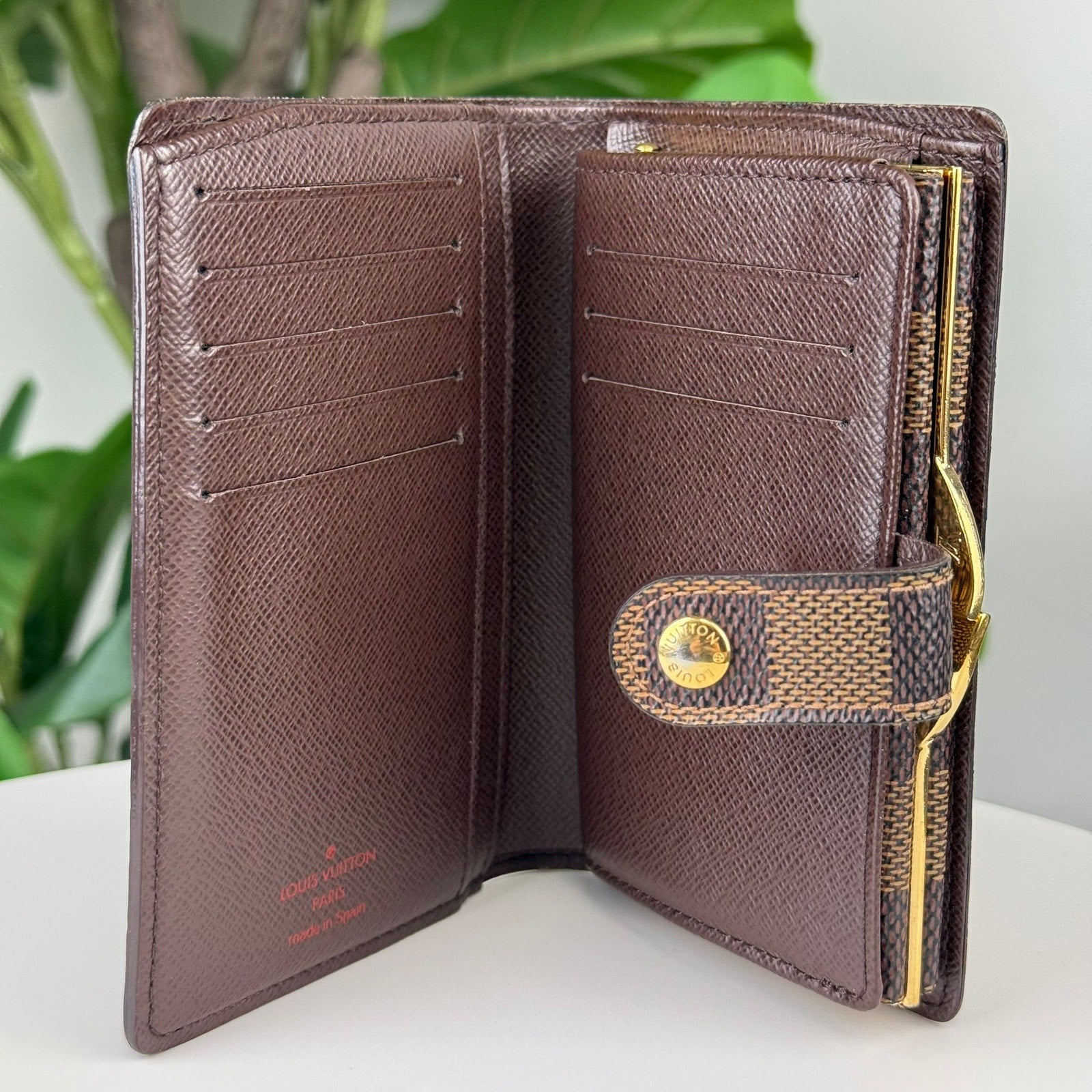 Authentic Louis Vuitton Damier Portefeuille Viennois Canvas Bi-fold Wallet Brown