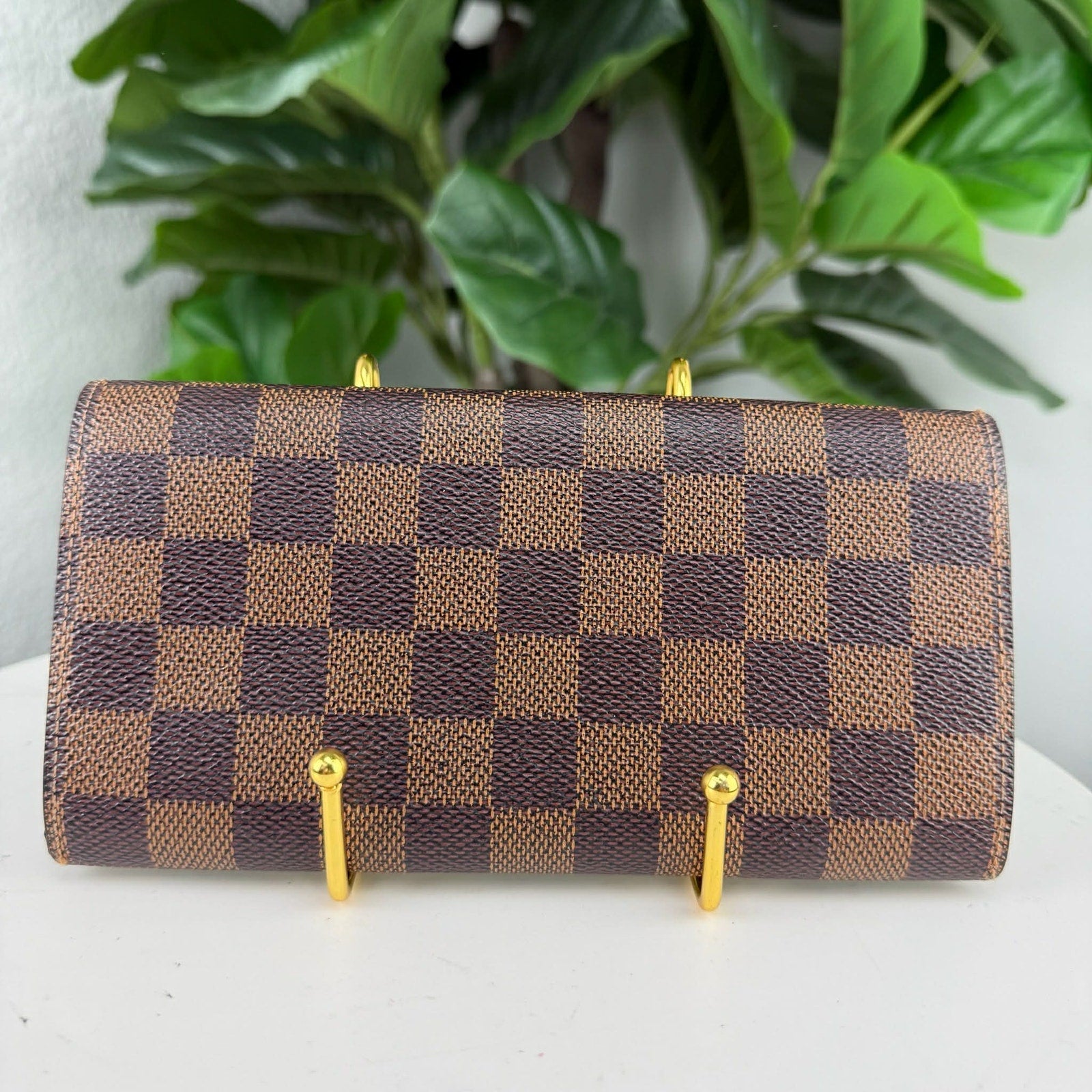 Louis Vuitton Sarah Wallet Damier Ebene Canvas Brown Authentic Pre Owned