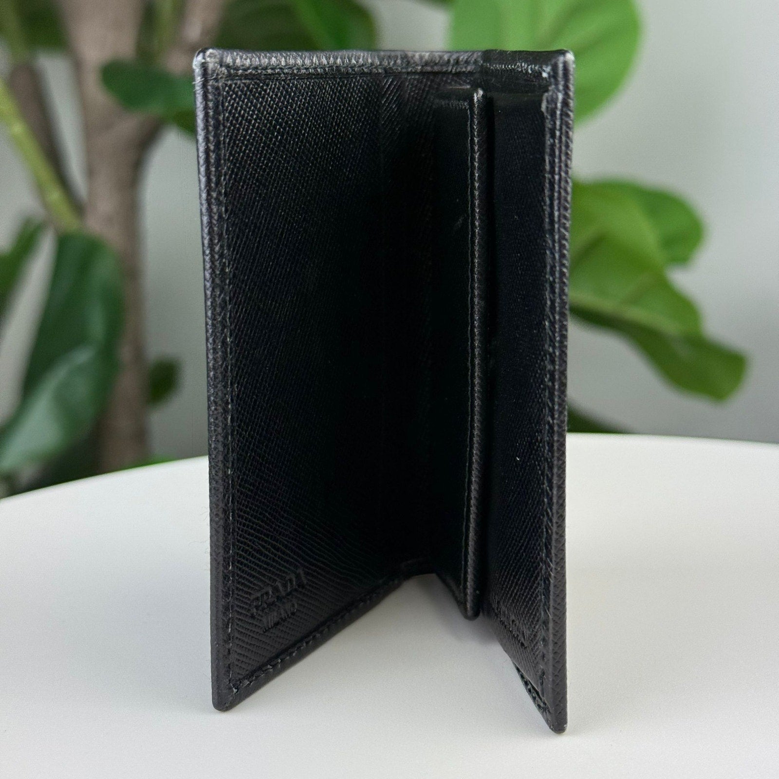Authentic PRADA Bi-fold Wallet Saffiano Leather Black