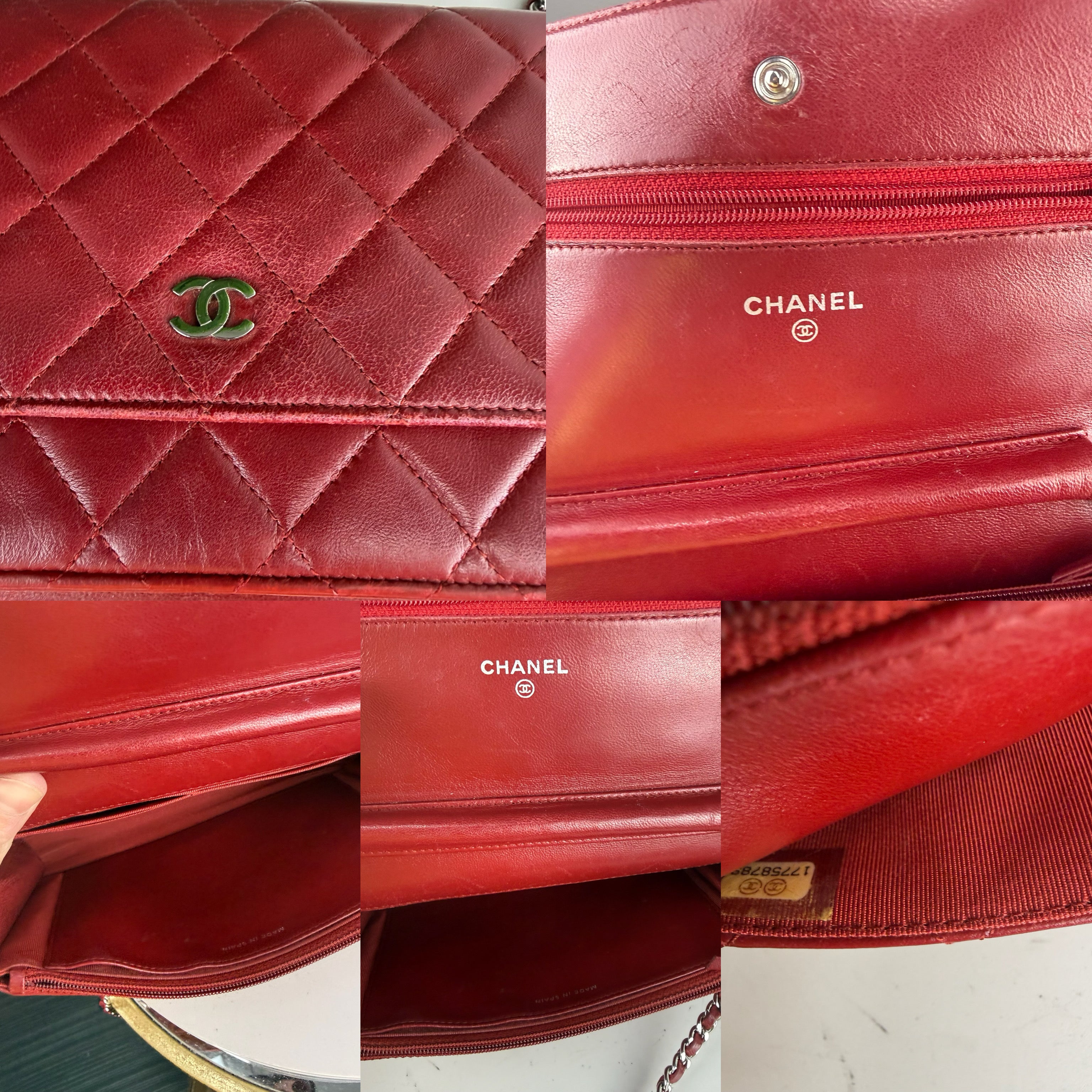 Authentic Chanel Lambskin Woc Crossbody Bag Red