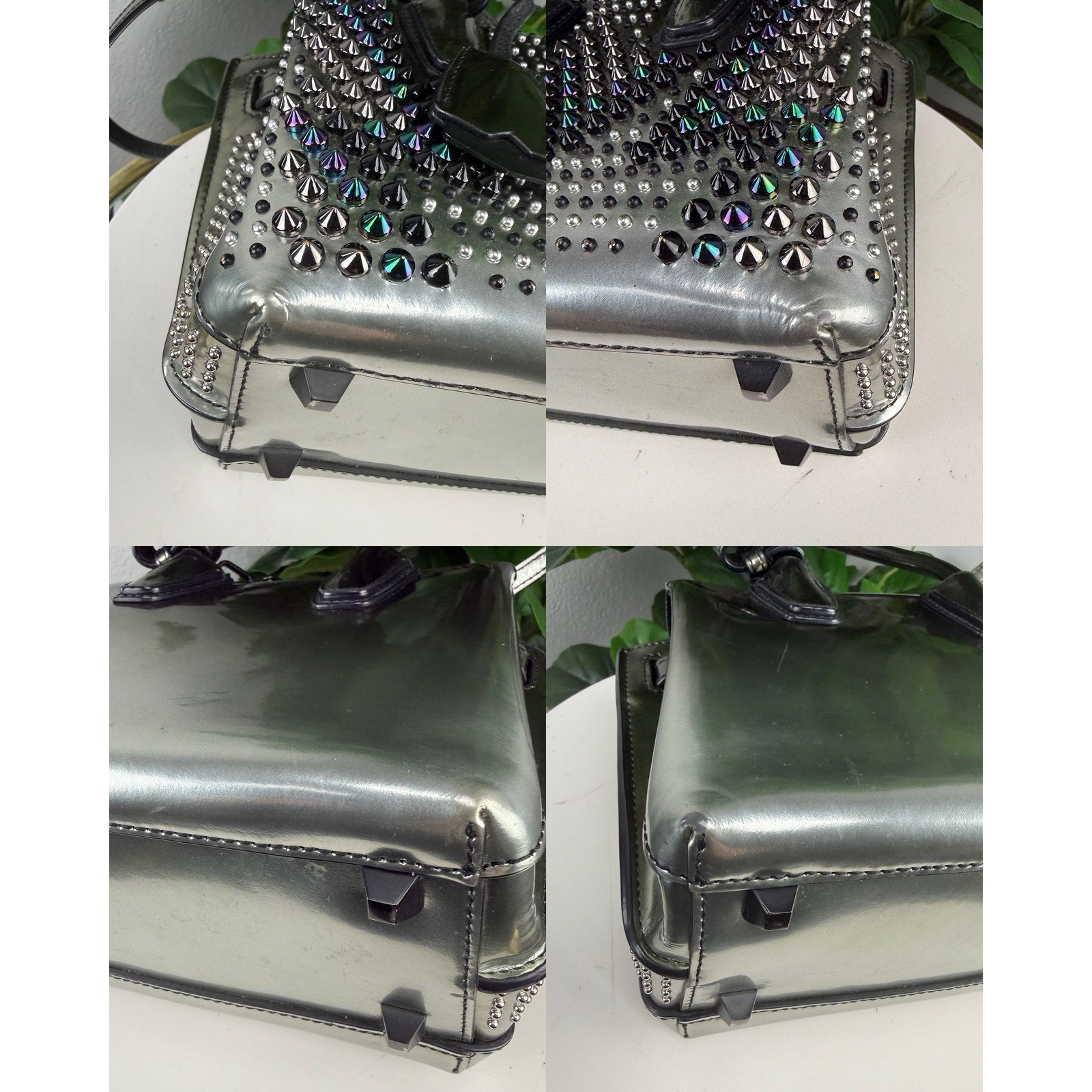 MCM Mini Milla Tote Bag Silver-Tone Cyber Studs
