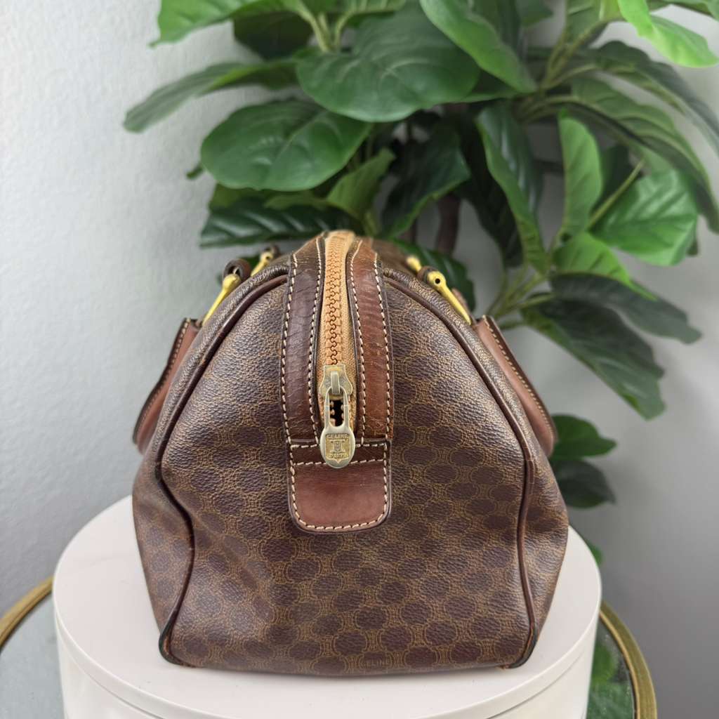 Authentic Celine Leather Bowling Bag Brown