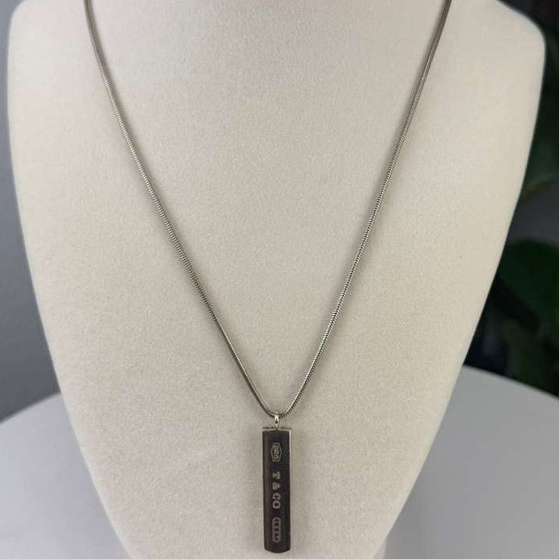 Authentic Tiffany & Co. 1837 Bar Pendant Necklace