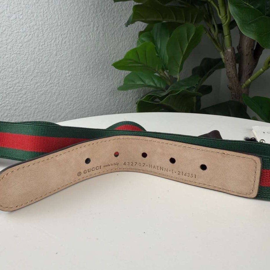 Authentic Gucci Kids Elasticated GG Web Belt Silver-Tone Buckle