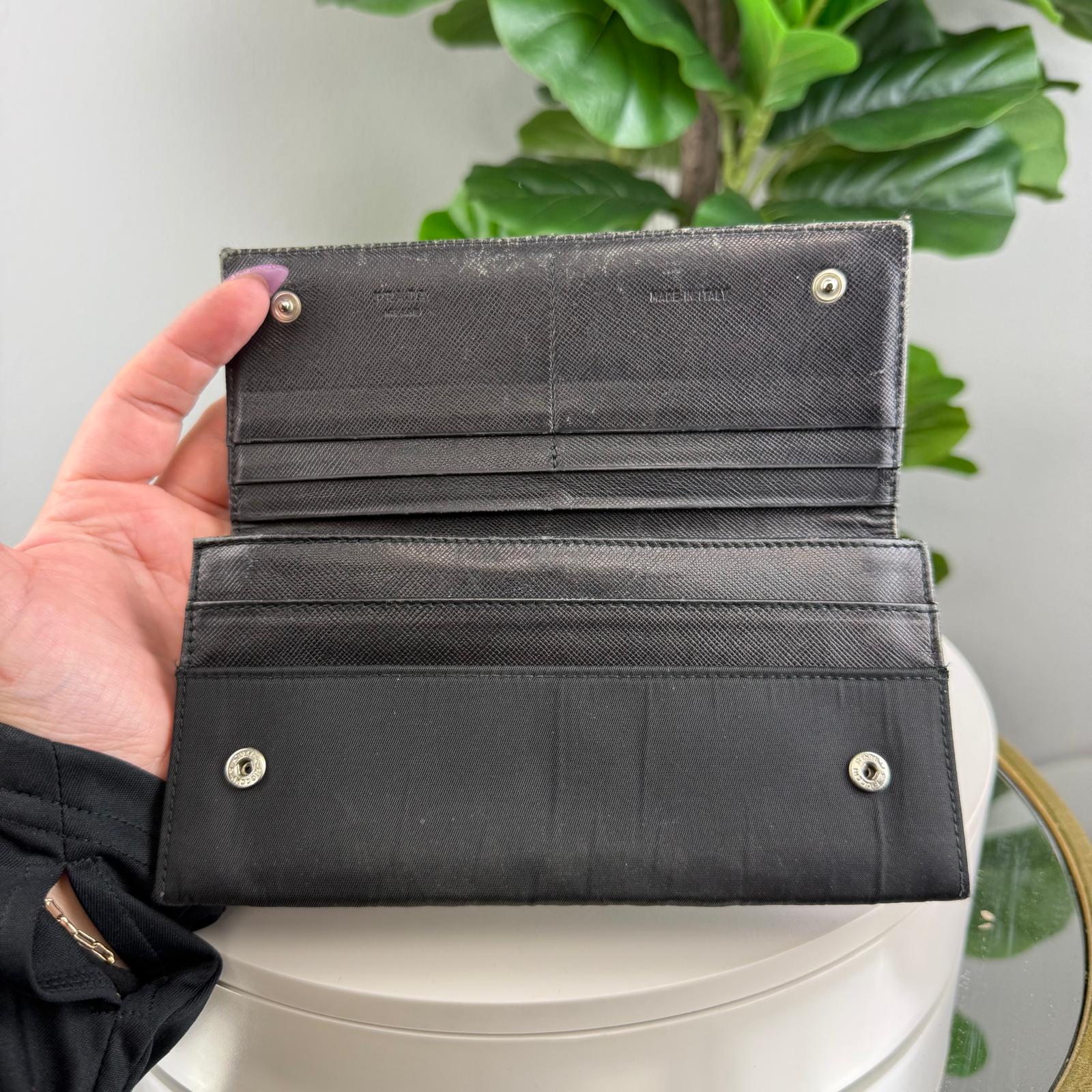 Authentic Prada Tessuto Nero Long Wallet Black