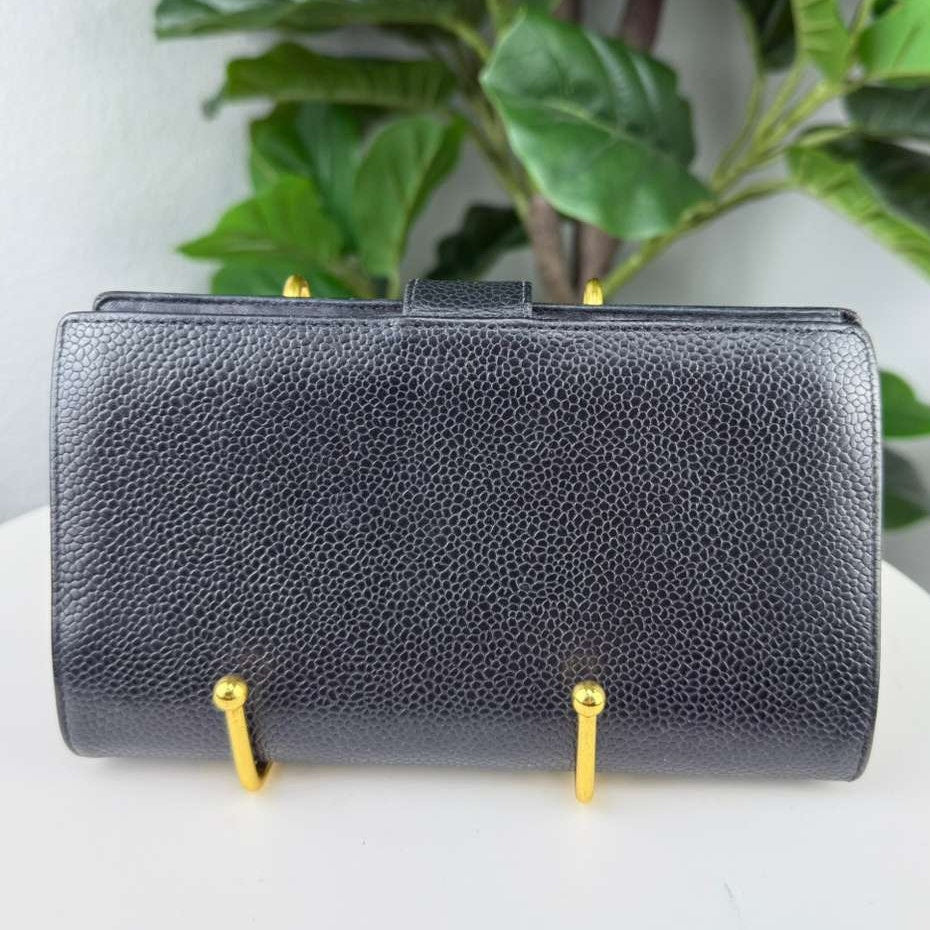 💎✨Chanel Black Caviar Leather Bifold Long Wallet