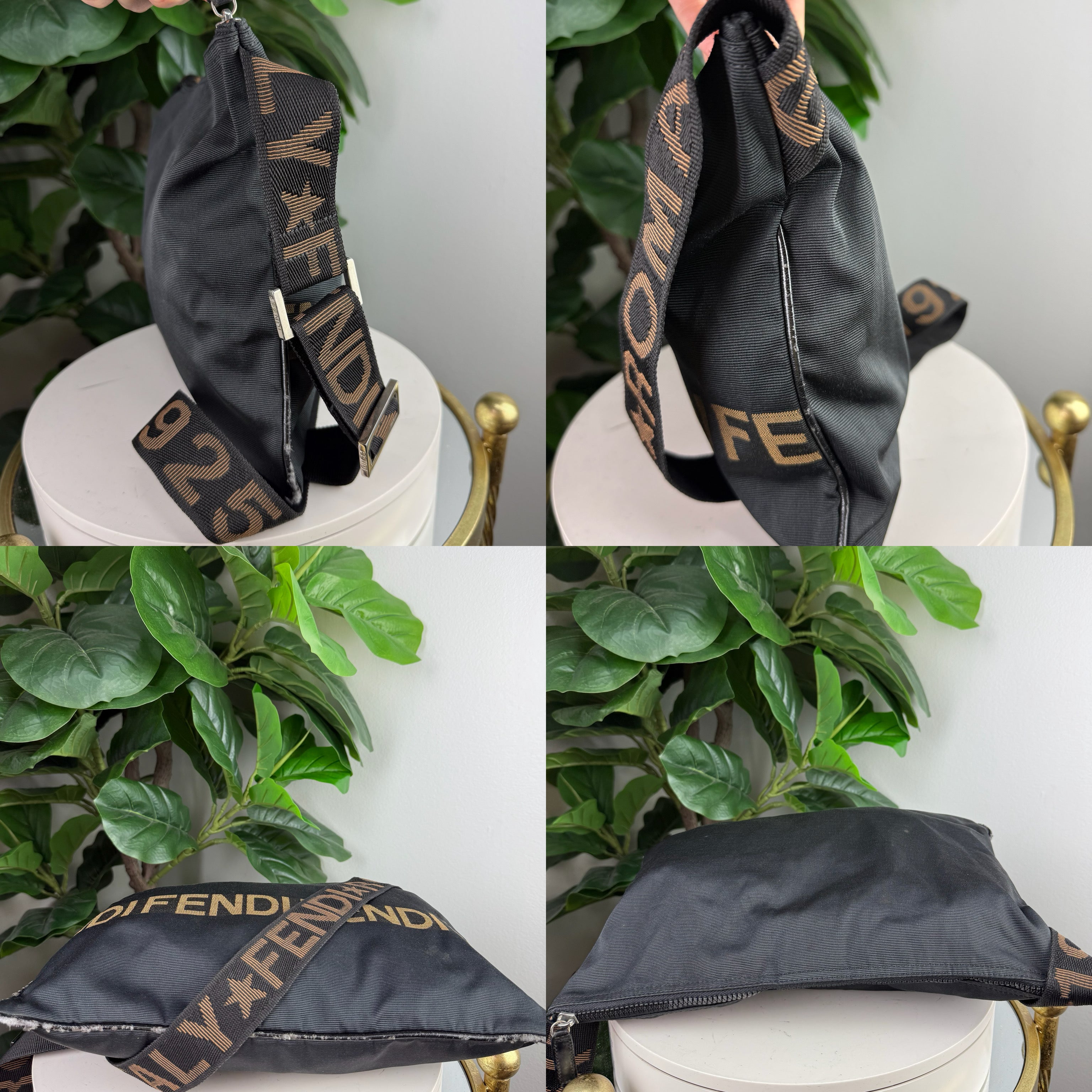 Authentic Fendi Crossbody Leather with huge logo on strap - Certificate of Authenticity included