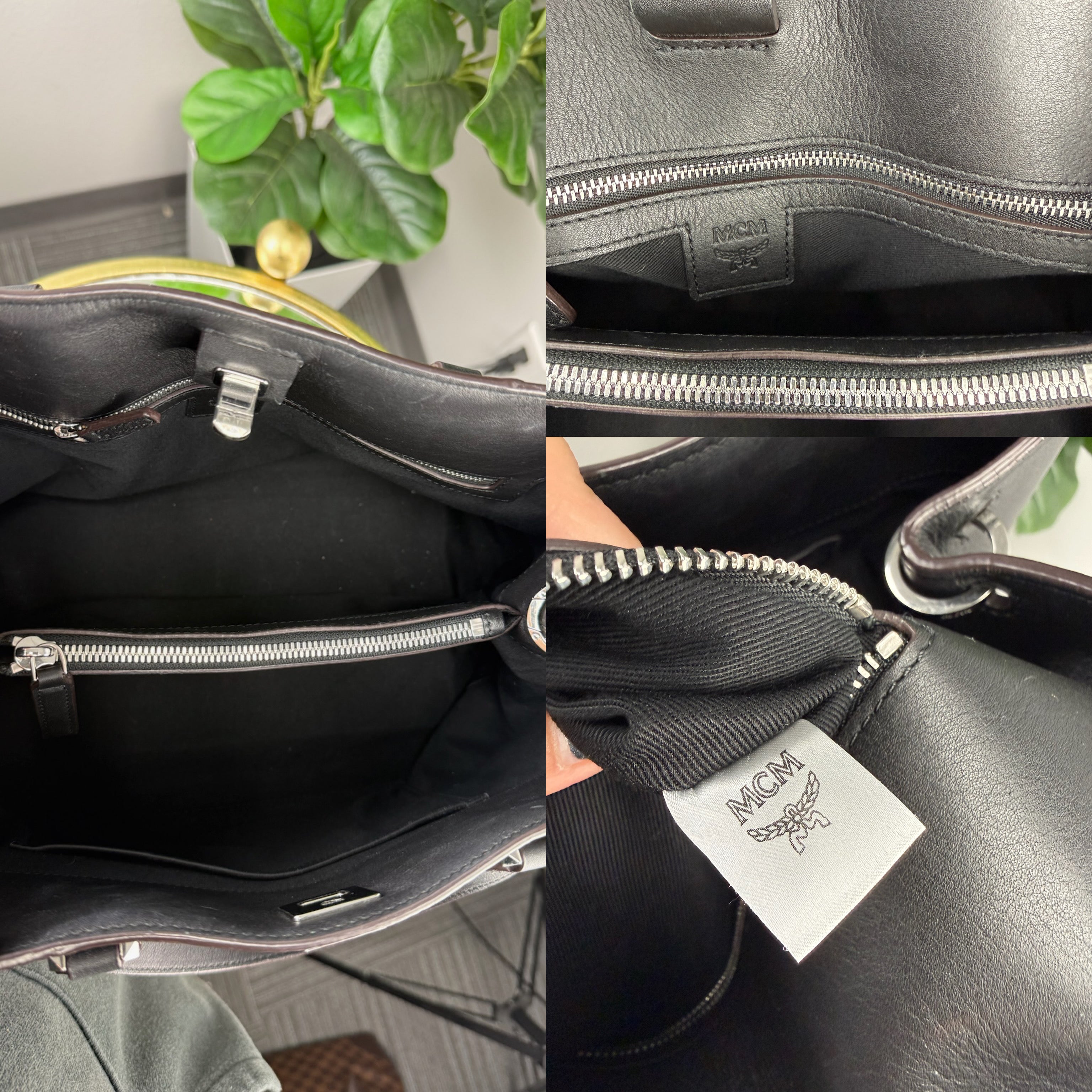 Authentic MCM Black Tote Bag with logos - Certificate of Authenticity included