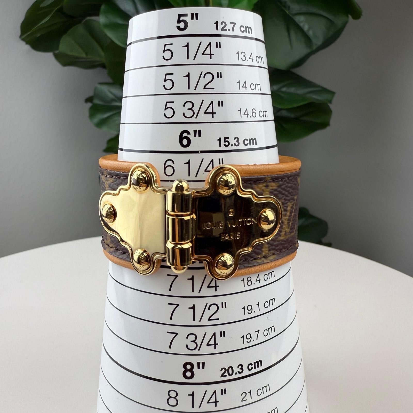 💎Authentic LOUIS VUITTON Monogram Canvas Save It Cuff Bracelet Size 6 1/2"