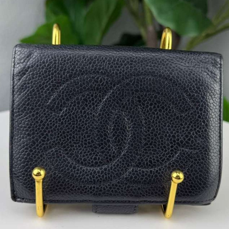 💎✨Authentic Vintage Chanel Black Caviar Leather Wallet