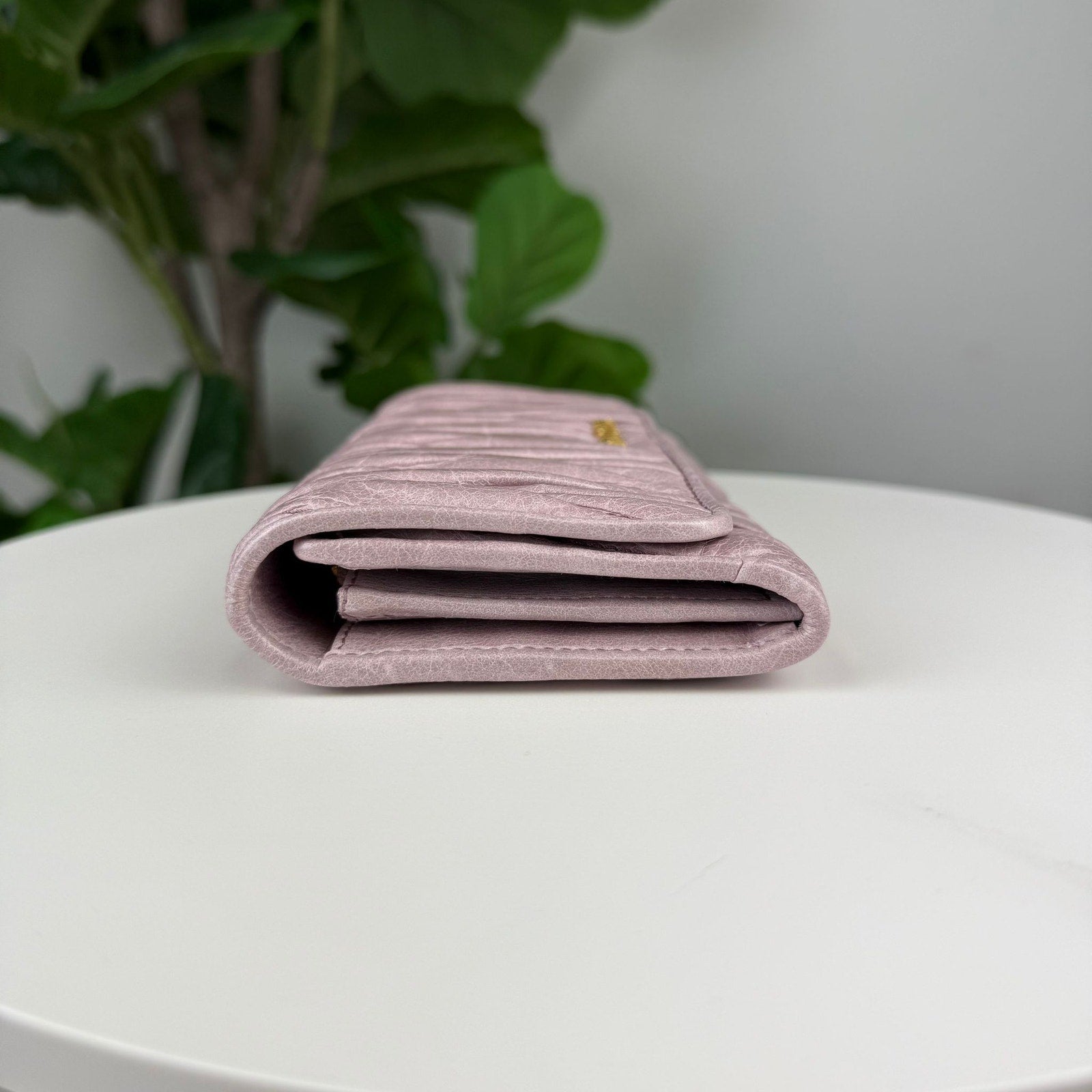 Authentic Miu Miu Matelassé Leather Long Wallet