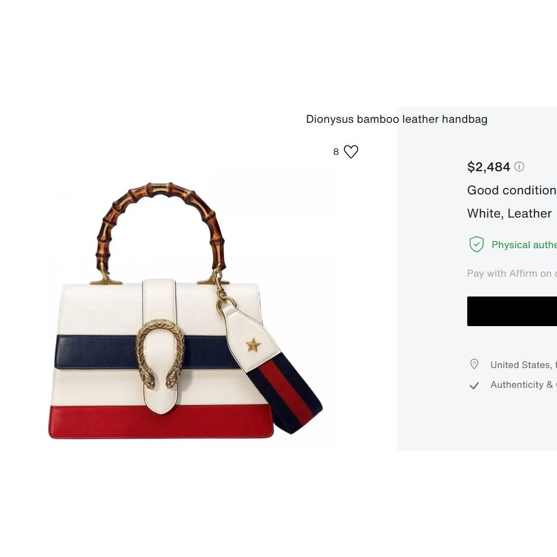 LIMITED EDITION Gucci Dionysus Bamboo Top Handle Bag
