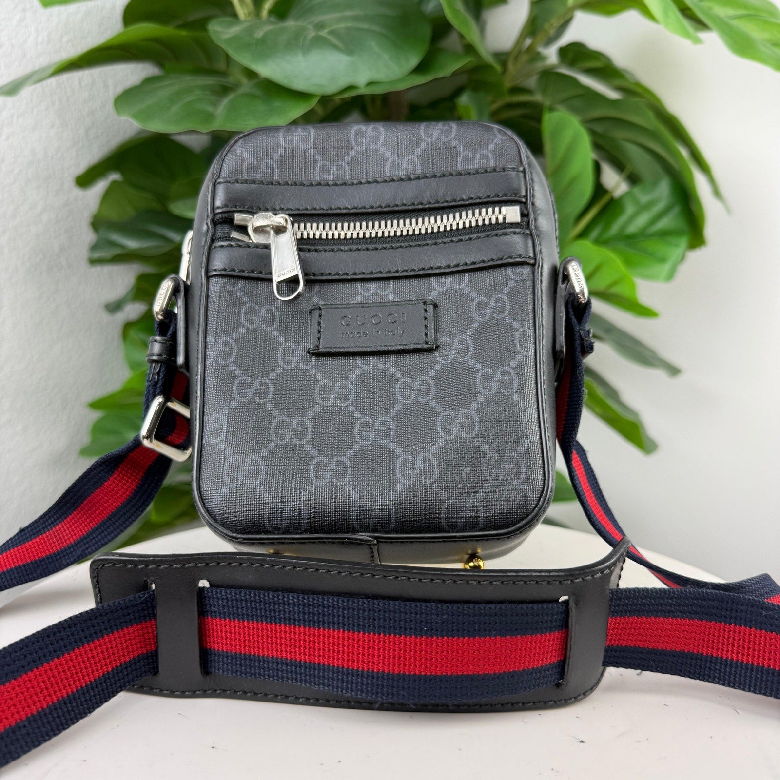 Gucci Ophidia Mini Messenger Bag GG Supreme Canvas Sherry Web Crossbody Authentic
