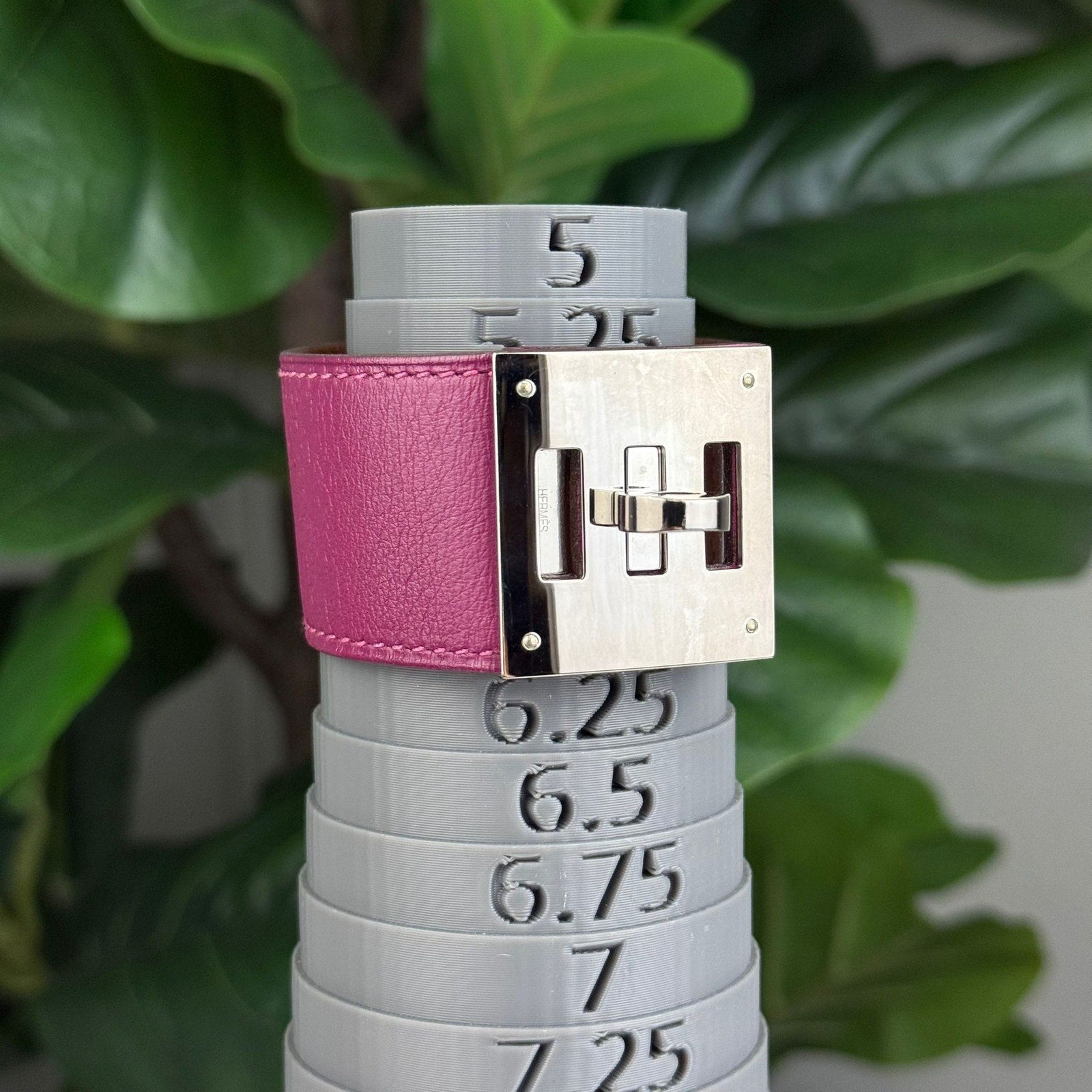 Authentic Hermes Kelly Dog Extreme Leather Metal Bracelet O Stamped Purple