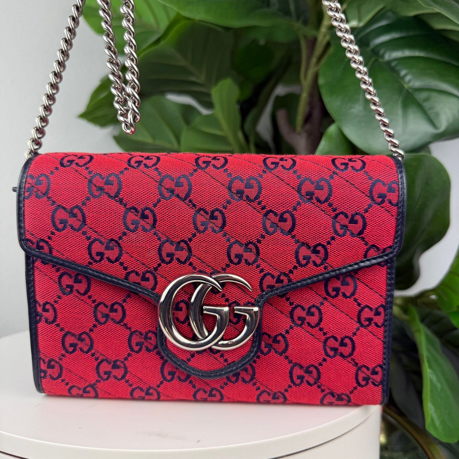 Authentic Gucci Monogram Multicolor Matelasse Diagonal GG Marmont WOC