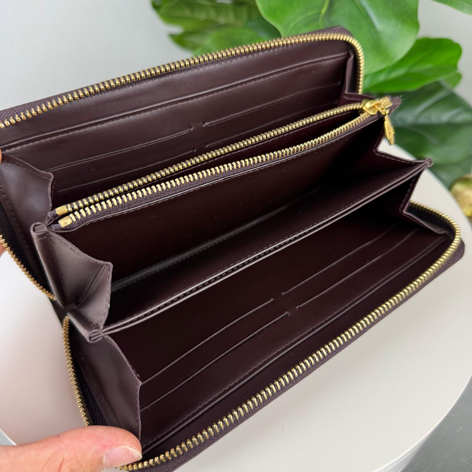 Authentic Louis Vuitton Monogram Zippy Vernis Leather Amarante Wallet