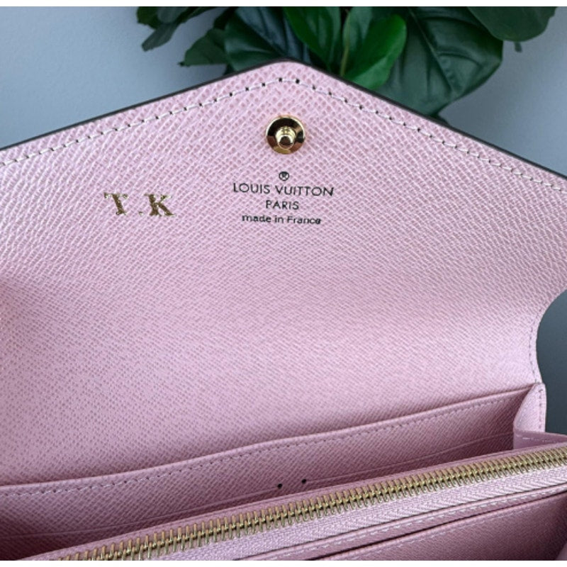 💎Authentic Louis Vuitton Monogram Portefeuille Sarah Long Wallet Rose Ballerine