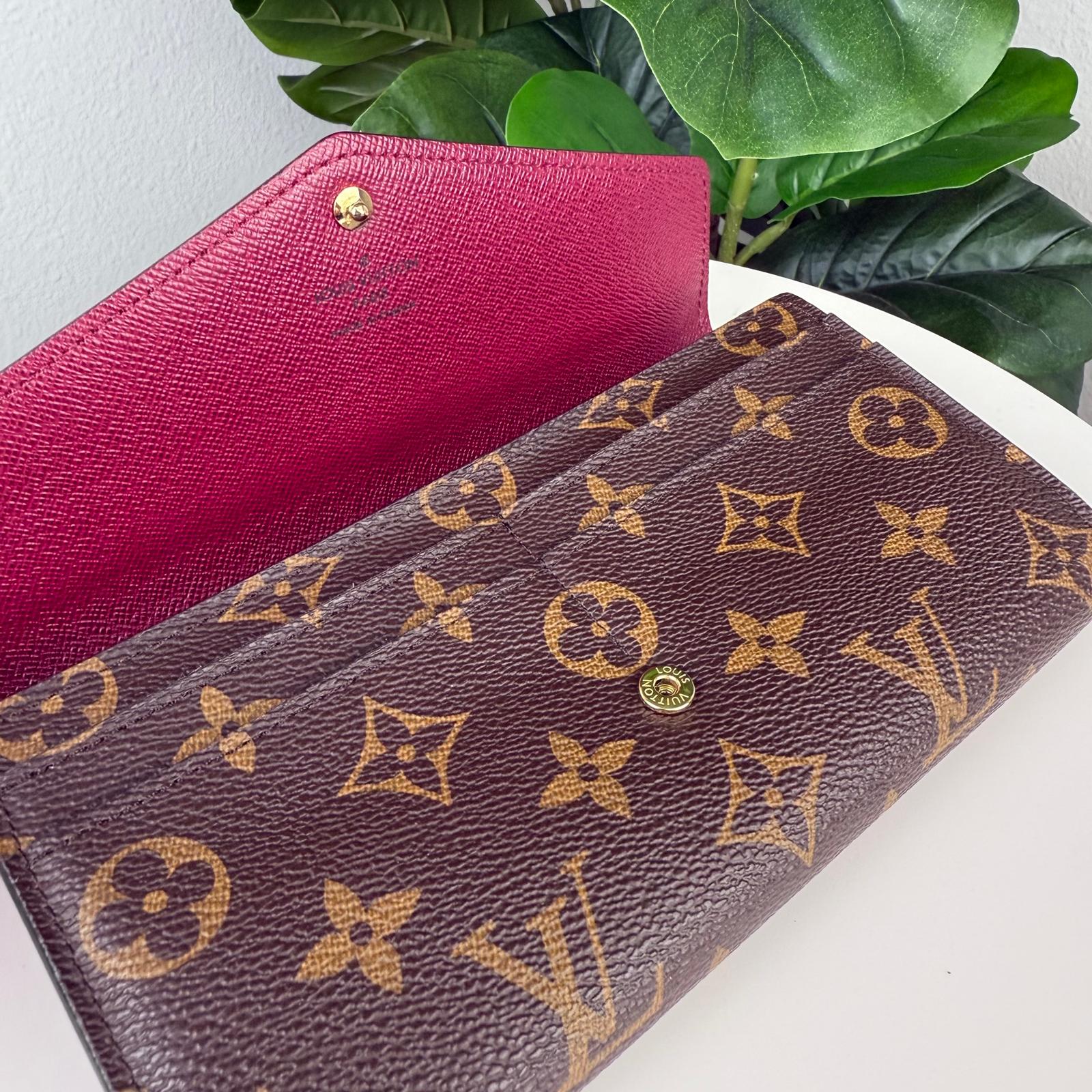 Authentic Louis Vuitton Monogram Portefeuille Sarah Long Wallet Fuchsia
