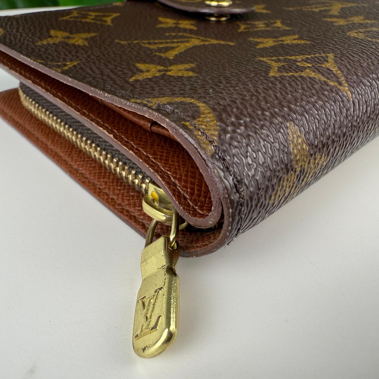 Authentic Louis Vuitton Monogram Porte Monnaie Zip Wallet