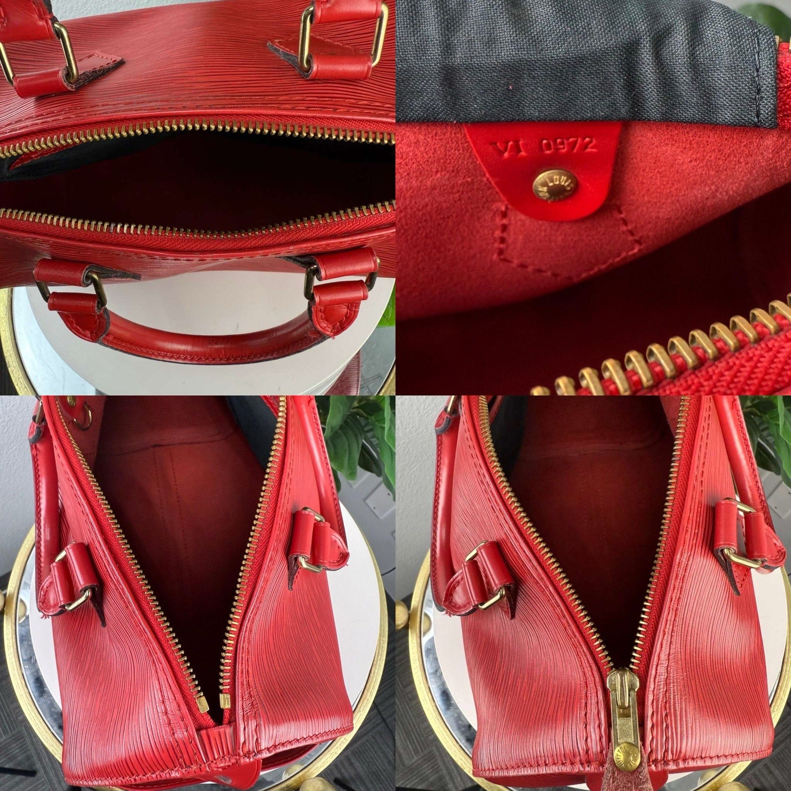 Authentic Louis Vuitton Epi Speedy 25 Boston Castilian Red Leather