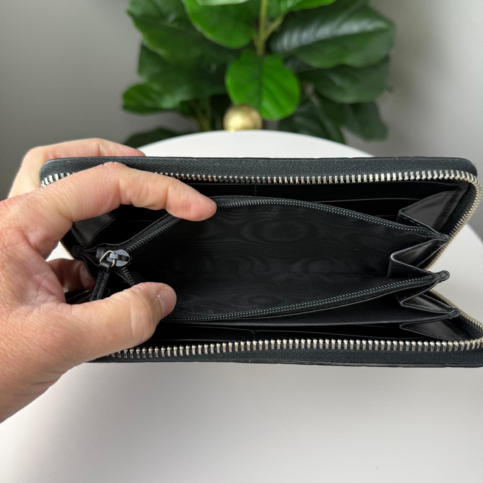 💎Authentic Gucci Long Wallet Sherry Line Guccissima Black Leather