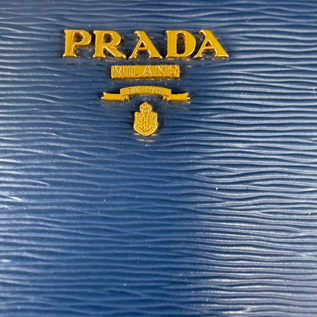 Authentic Prada Long Blue Saffiano Leather Wallet