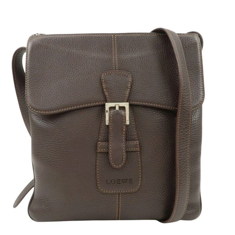 Authentic Loewe Leather Messenger Bag Grey