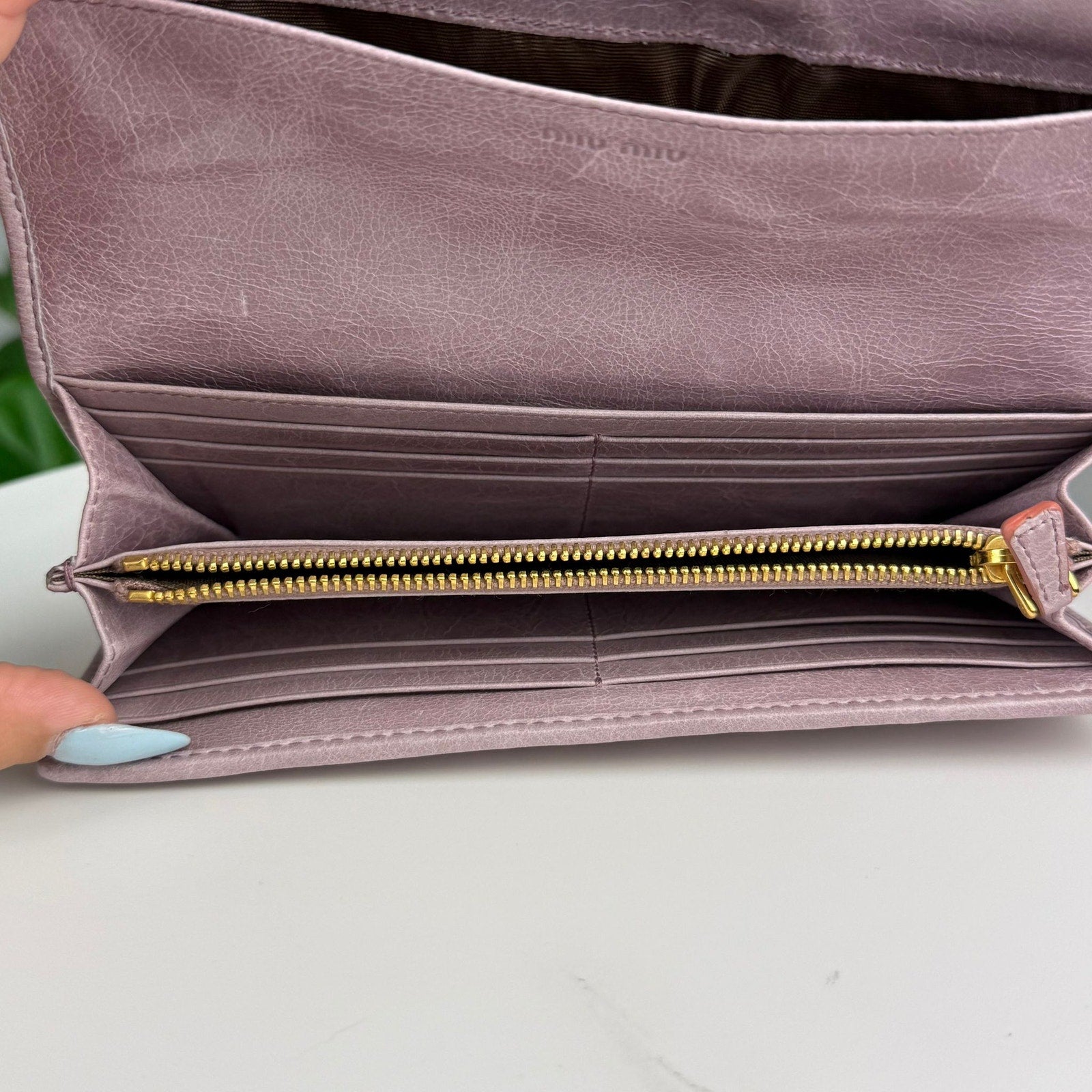 Authentic Miu Miu Matelassé Leather Long Wallet