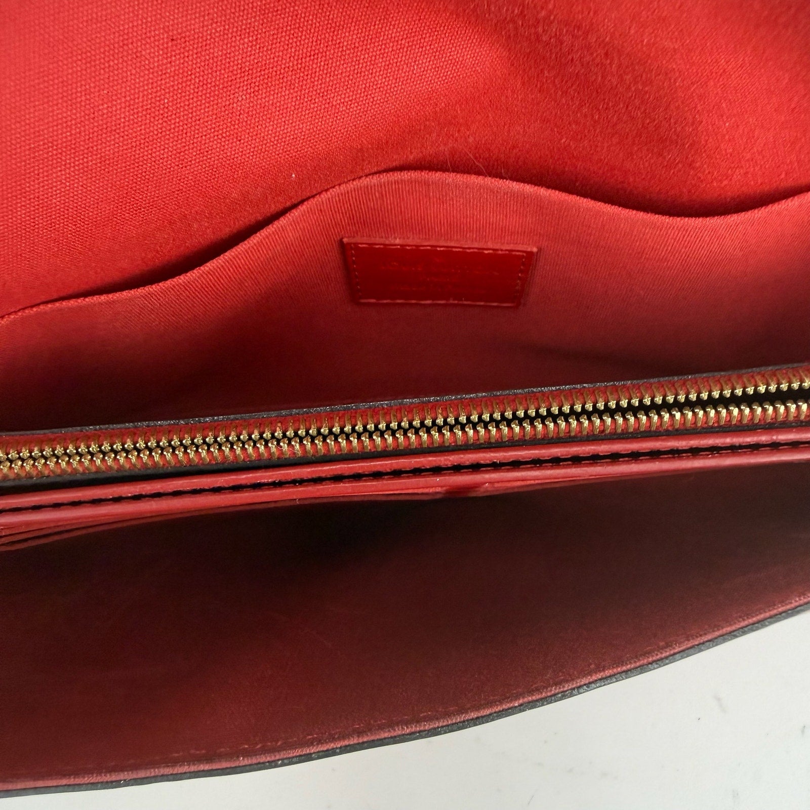 Louis Vuitton Vernis Monogram Red Patent Leather Chain Shoulder Bag Authentic Pre Owned
