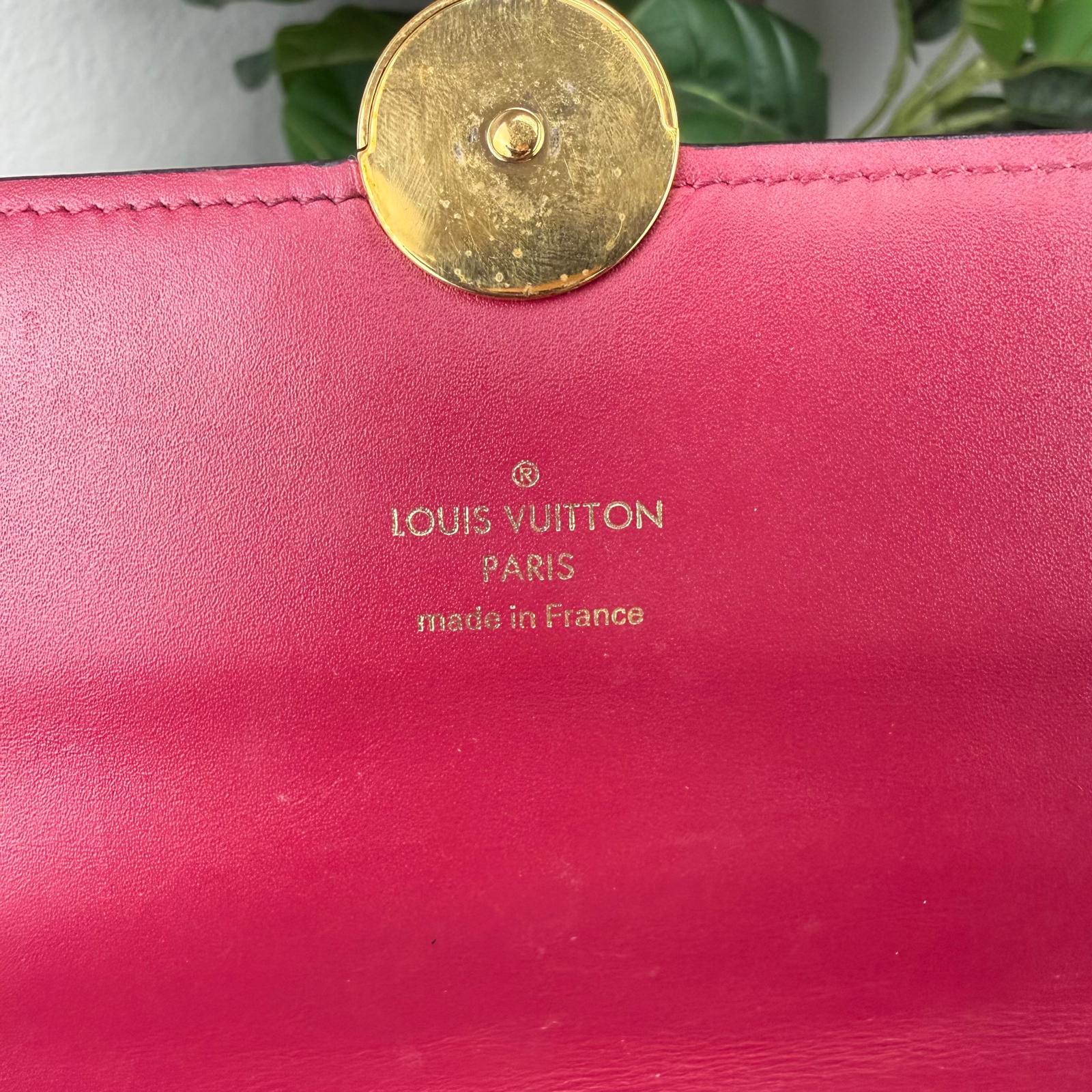 Authentic Louis Vuitton Flore Chain Brown Monogram Canvas Fuchsia