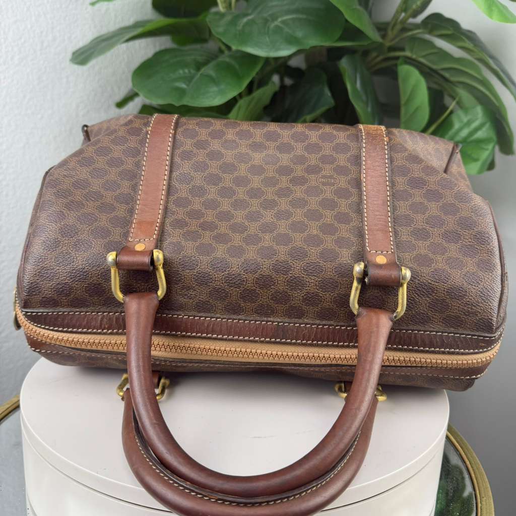 Authentic Celine Leather Bowling Bag Brown