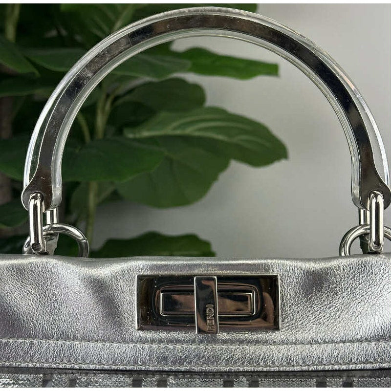 LIMITED EDITION FENDI PVC Vitello Catalan Mirror Sequin FF Medium Peekaboo Satchel