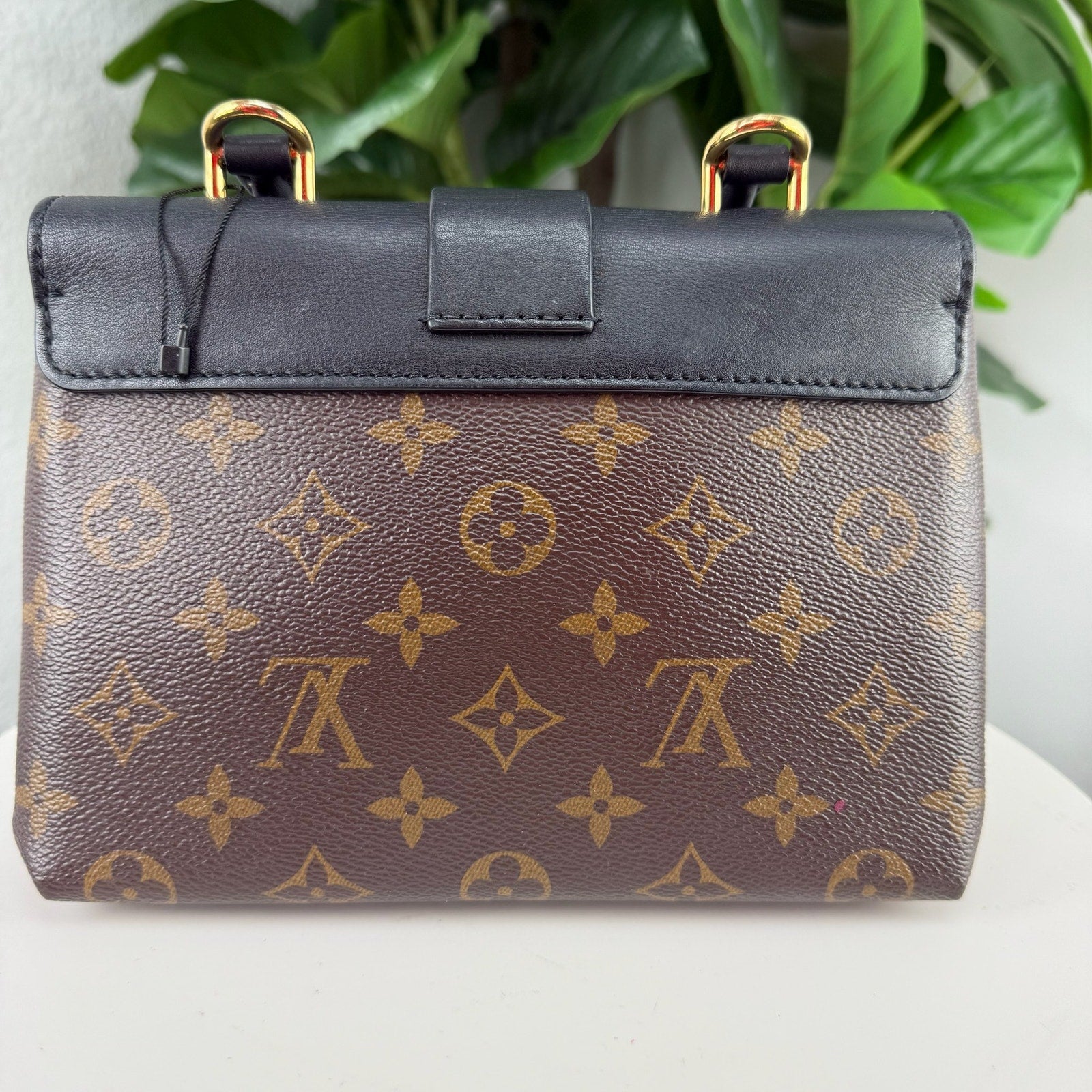 Louis Vuitton Monogram Reverse Locky BB Black Leather Top Handle Crossbody Bag Authentic Pre Owned