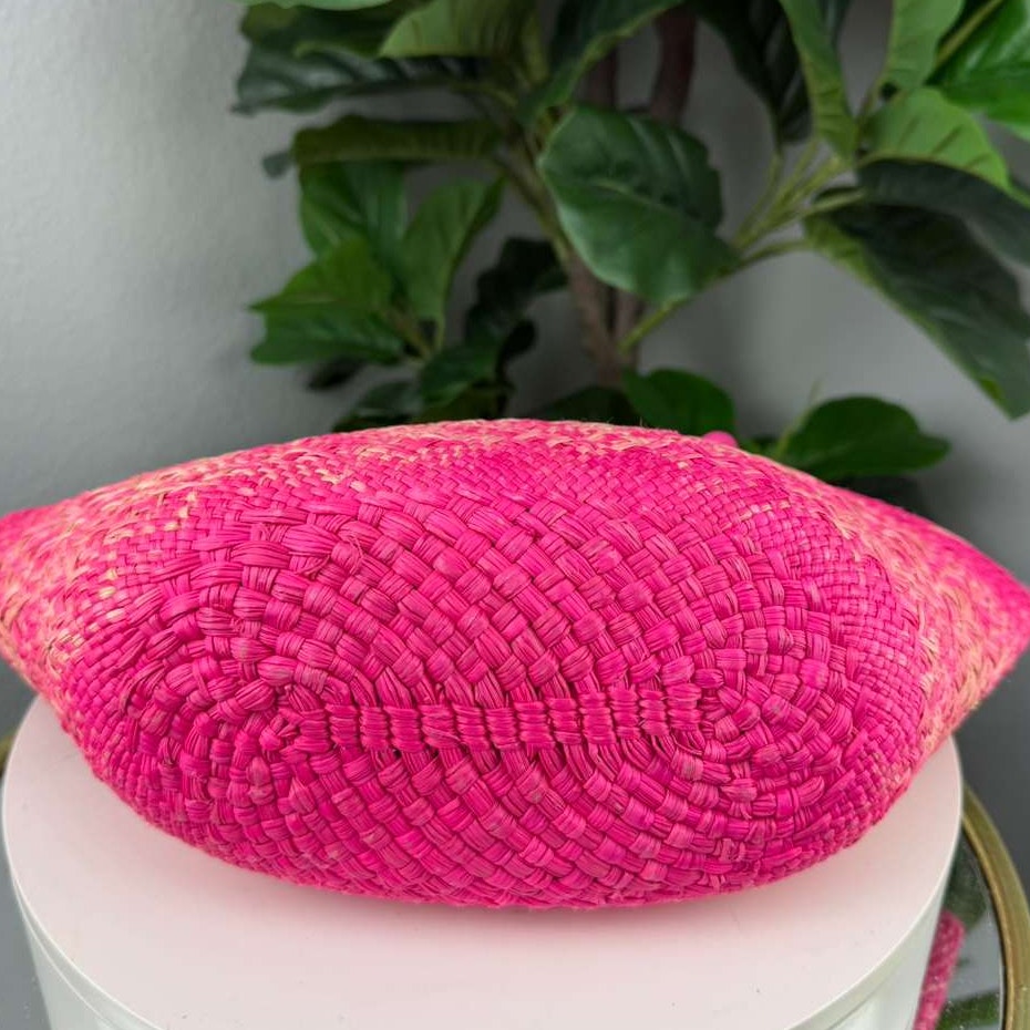 Authentic Loewe Anagram Basket Bag Iraca Palm Pink