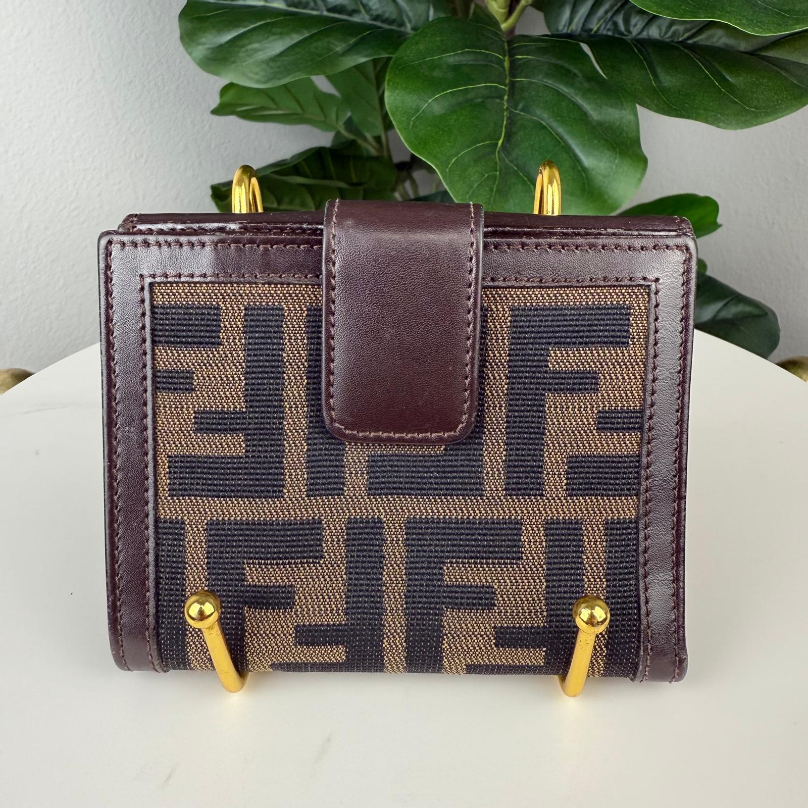 Authentic FENDI Zucca Canvas Leather Wallet