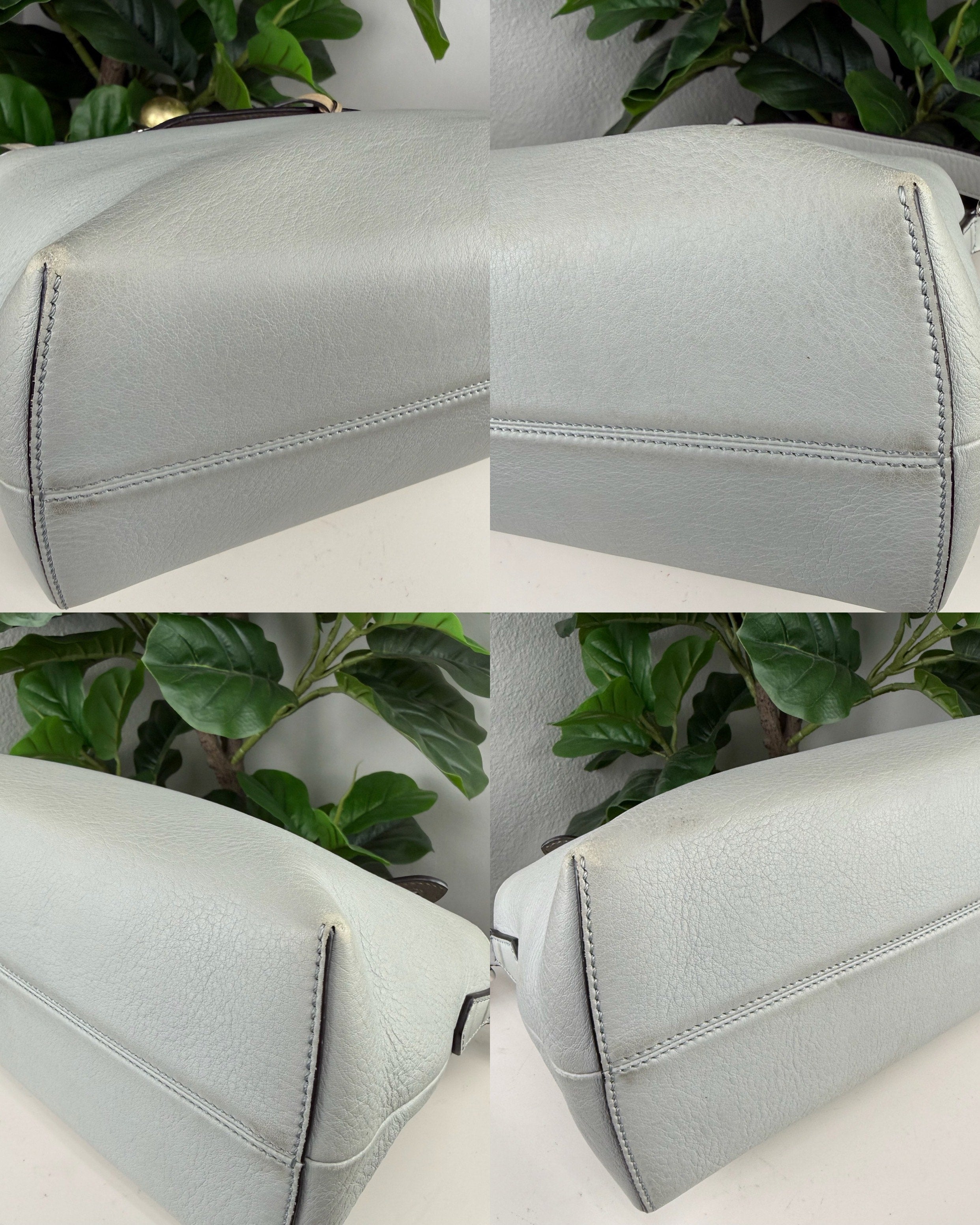 Authentic Fendi By The Way Bag Grey Calfskin Leather
