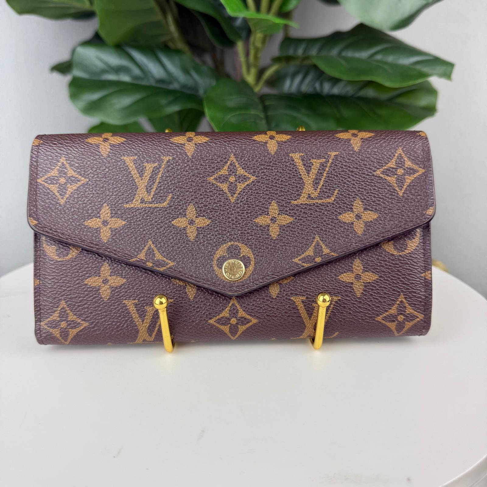 Authentic Louis Vuitton Monogram Portefeuille Sarah Long Wallet Fuchsia