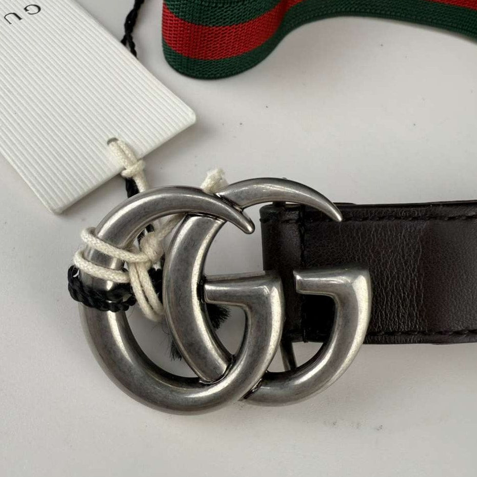 Authentic Gucci Kids Elasticated GG Web Belt Silver-Tone Buckle